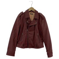 その他アウター SISLEY レザーライダースジャケット(44)赤 44 レッド