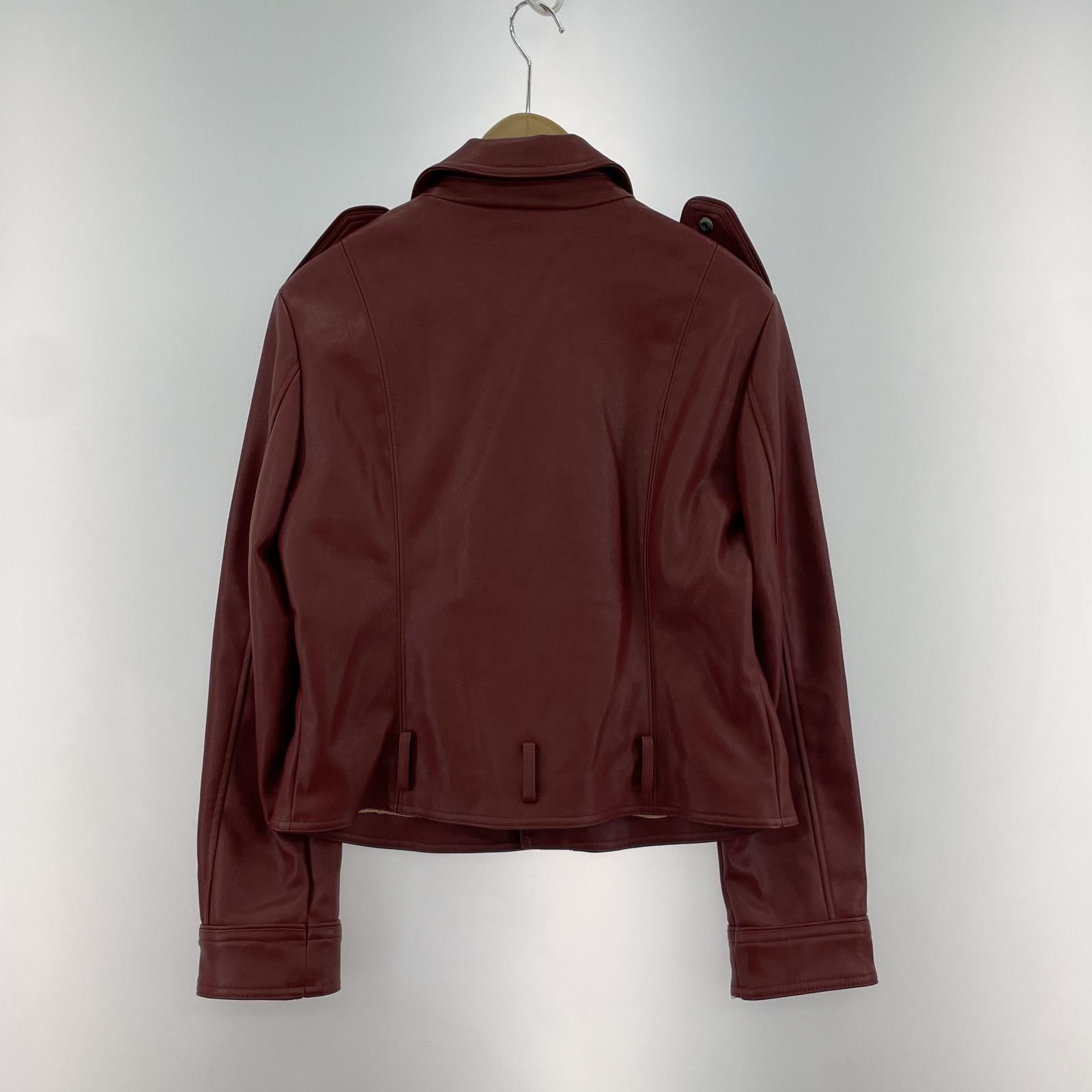 その他アウター SISLEY レザーライダースジャケット(44)赤 44 レッド