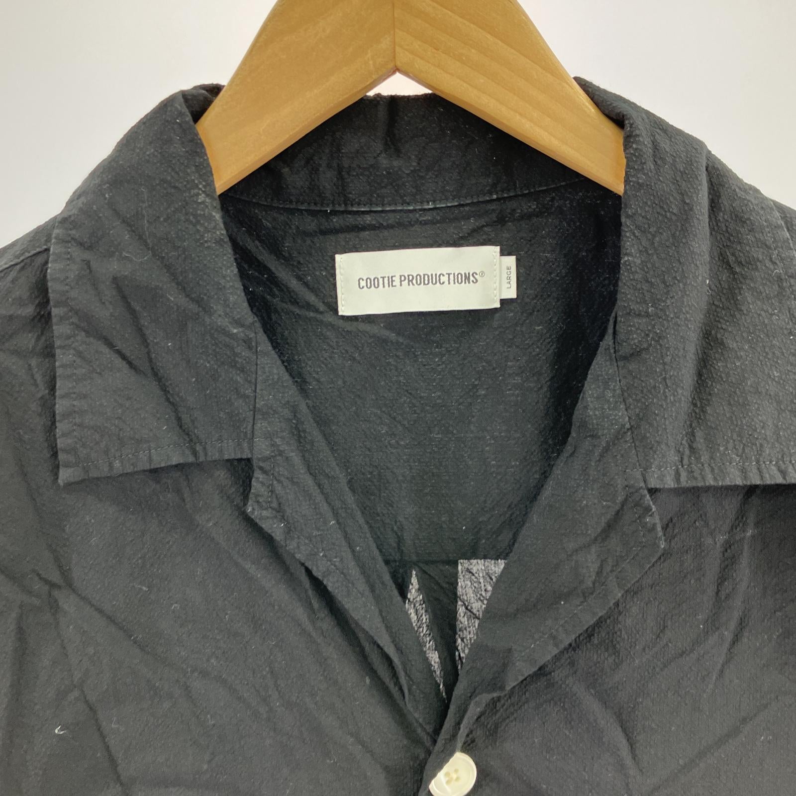半袖シャツ 24SS Finx Cotton Cordlane Open Collar Shirt (L) L ブラック