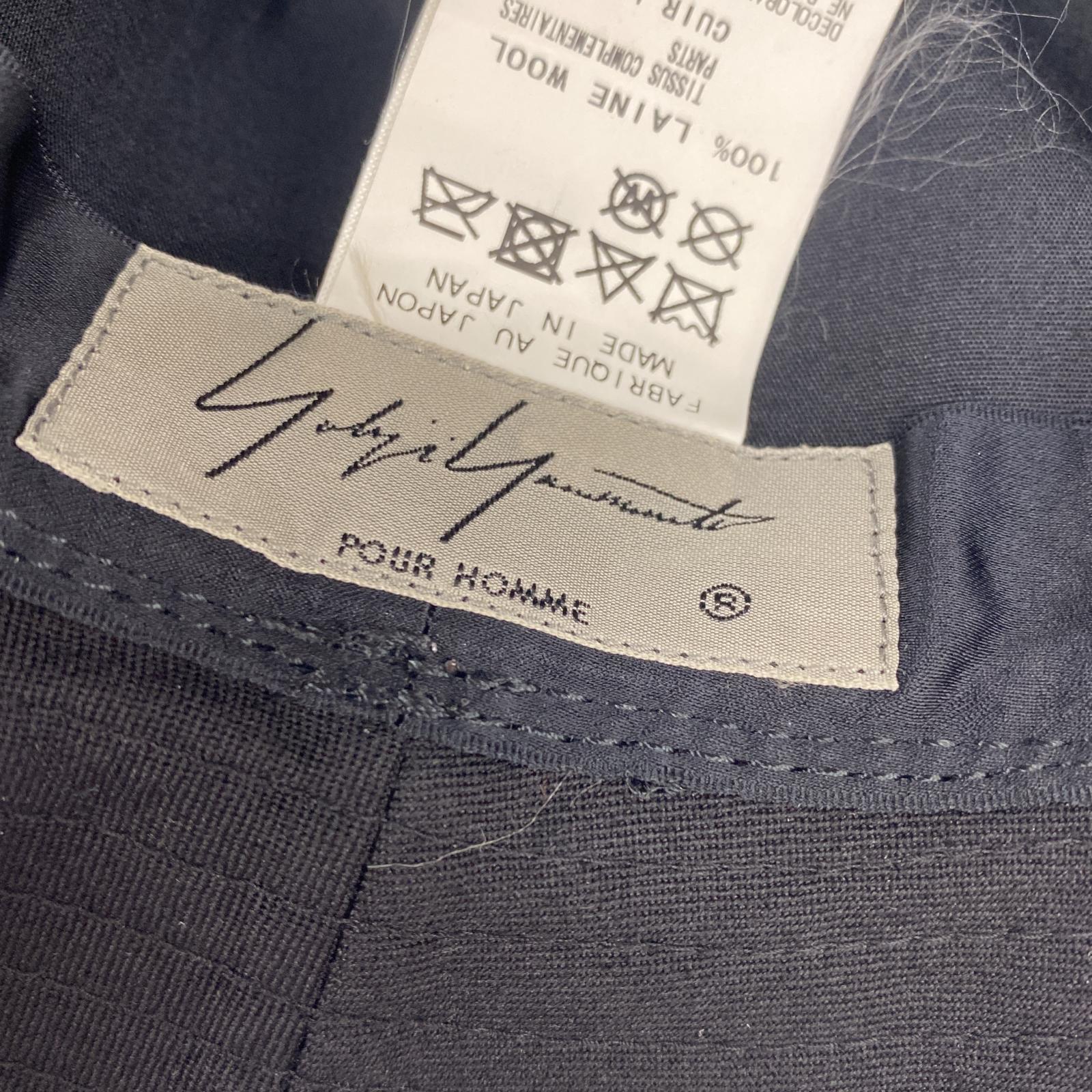 その他帽子 Yohji Yamamoto POUR HOMME レザーリボンウールギャバジンフェドラハット ブラック ブラック