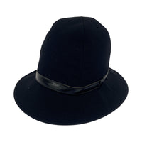 その他帽子 Yohji Yamamoto POUR HOMME レザーリボンウールギャバジンフェドラハット ブラック ブラック
