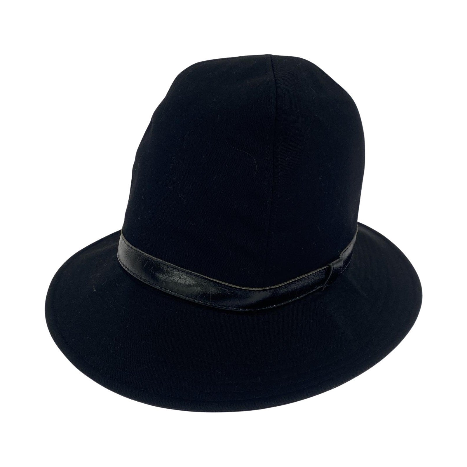その他帽子 Yohji Yamamoto POUR HOMME レザーリボンウールギャバジンフェドラハット ブラック ブラック