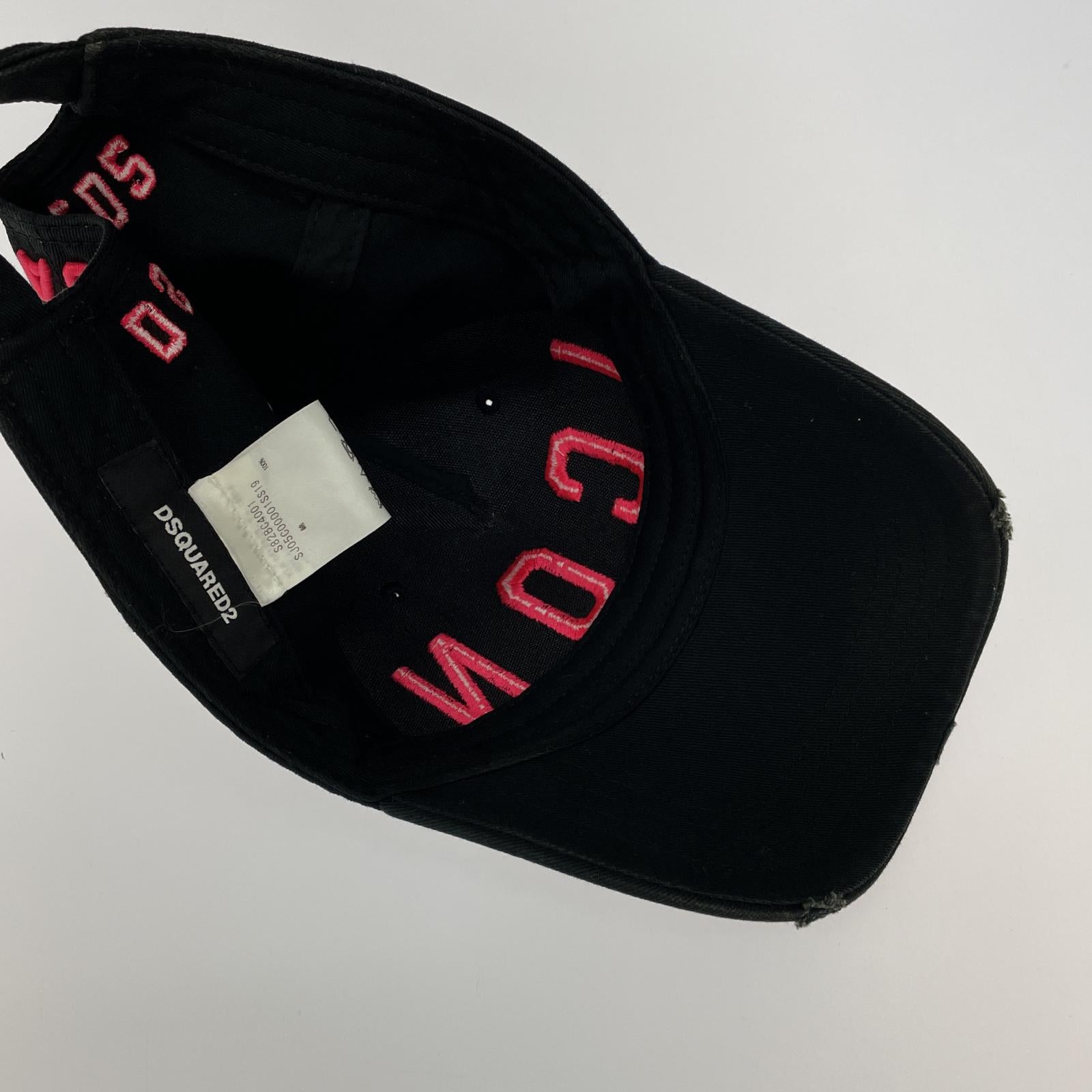 キャップ DSQUARED2 ICON BASEBALL CAP S82BC4001 黒 ピンク ブラック