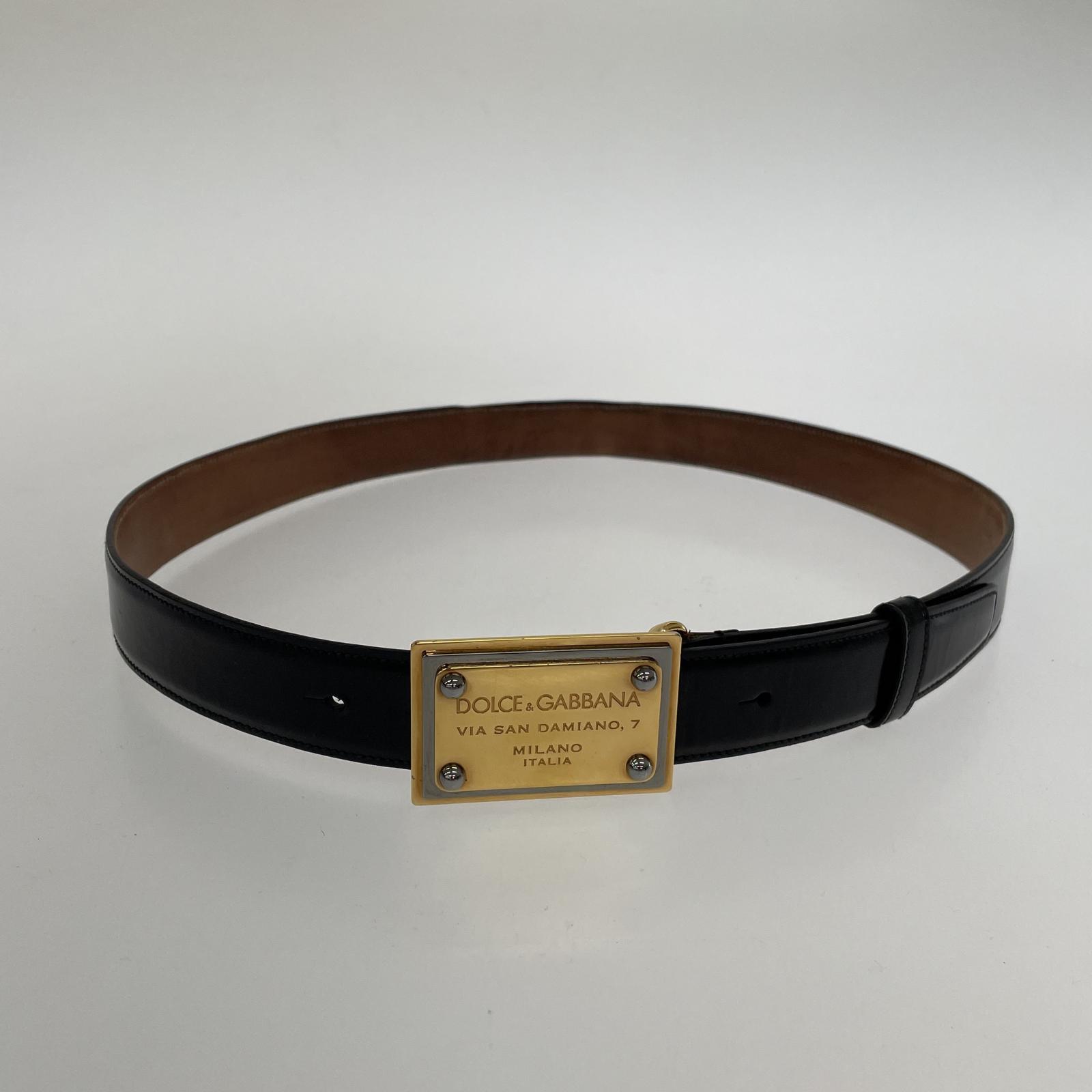 その他アクセサリー DOLCE&GABBANA プレートロゴ レザーベルト ブラック