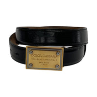 その他アクセサリー DOLCE&GABBANA プレートロゴ レザーベルト ブラック
