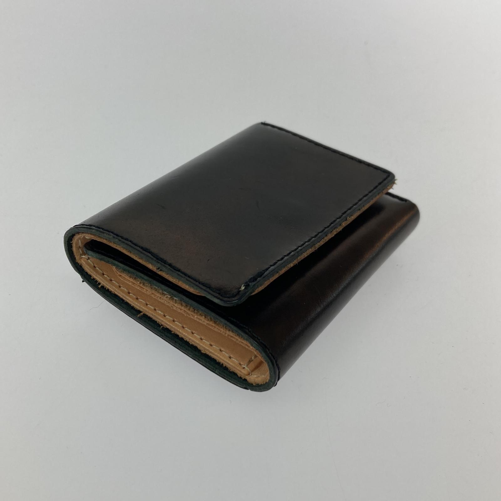 コインケース CORDOVAN 日本製 馬革 三つ折り財布 ブラック