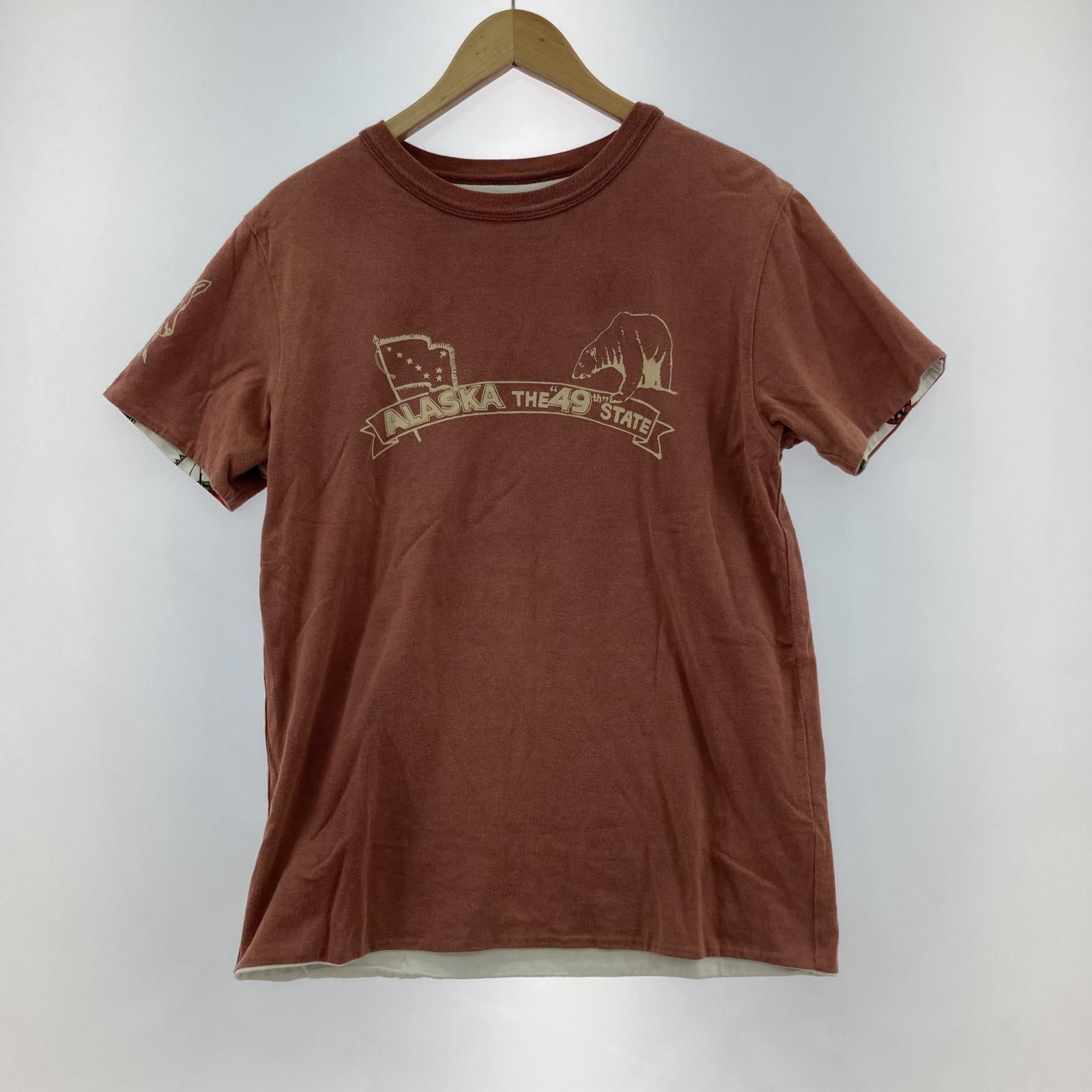 半袖Tシャツ リバーシブル 茶白 (M) M