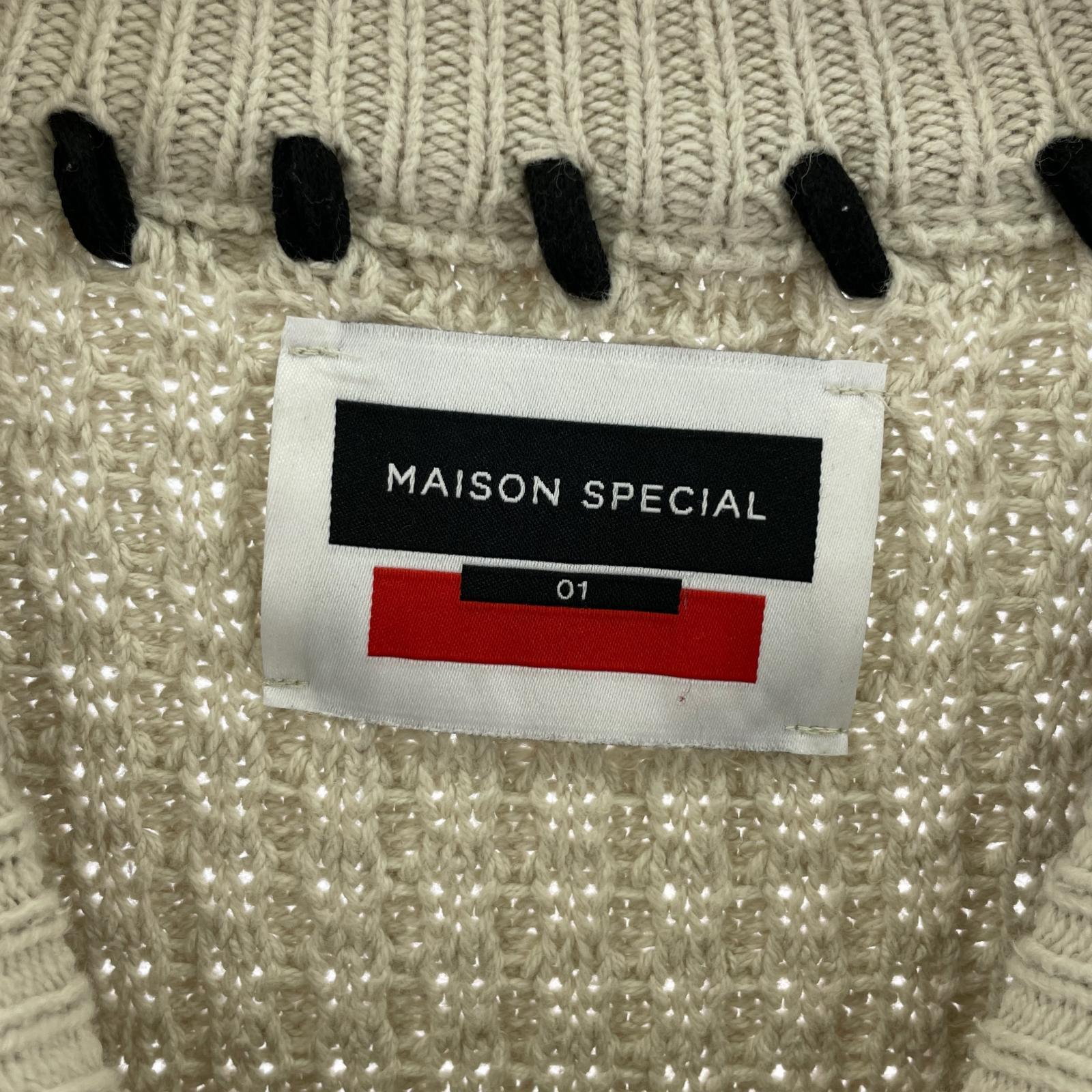 その他トップス MAISON SPECIAL 鬼ワッフルクレイジーステッチニット (1) ホワイト