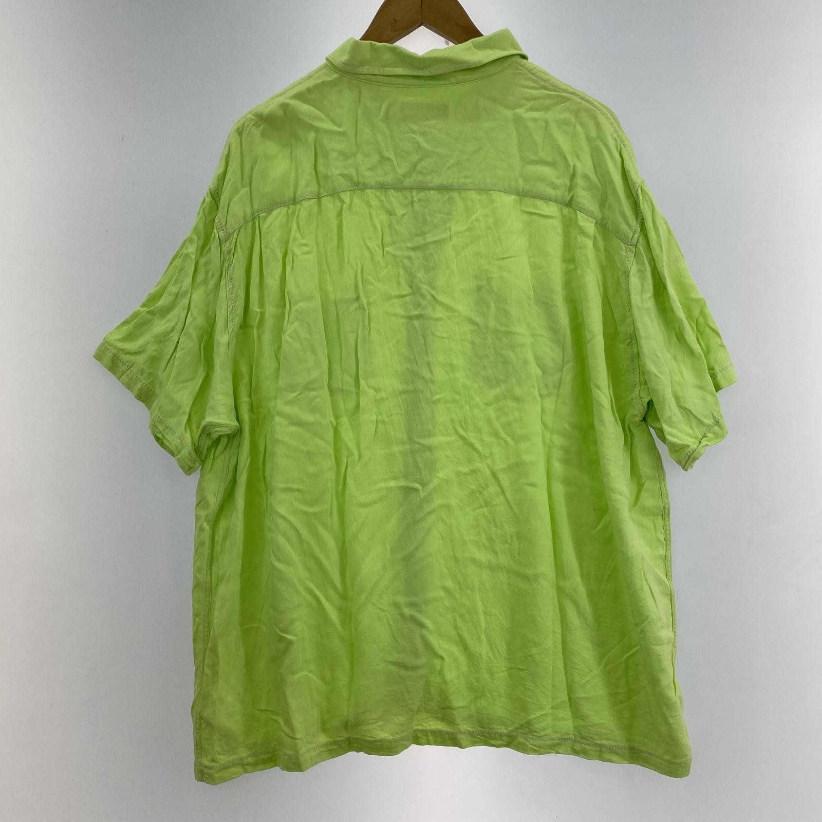 長袖シャツ STUSSY 23ss S/S Contrast Pick Stitched Shrt 黄緑 (XL)