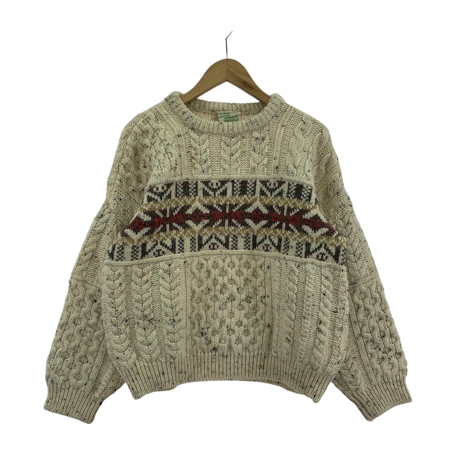 その他トップス OLD・VINTAGE 90s アイルランド製 手編みニット S S ホワイト