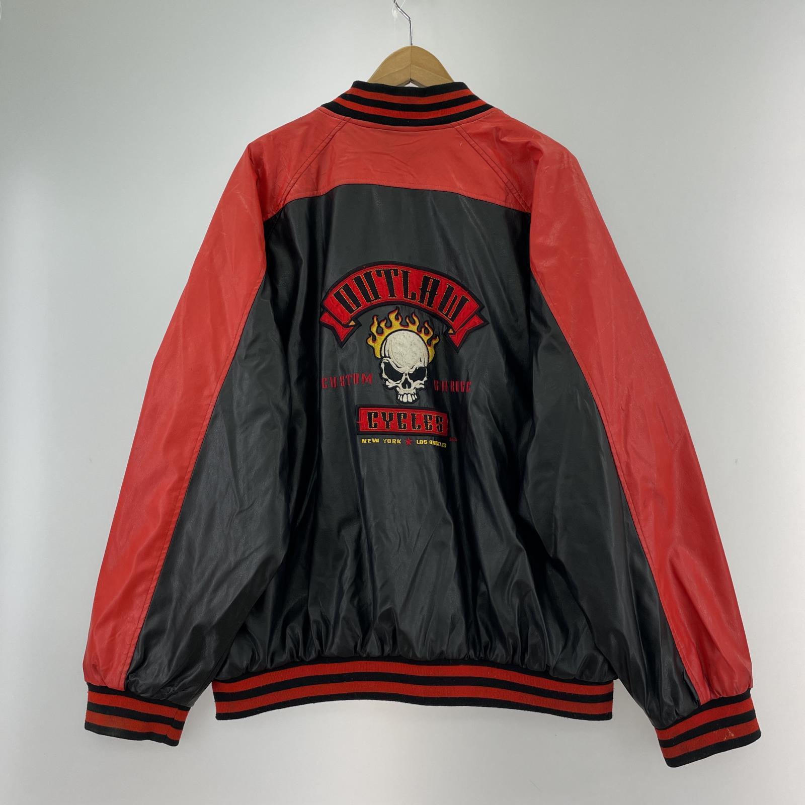 その他アウター STEVE&BALLYS OUTLAW CYCLES レザーパッチスタジャン(XL) ブラック