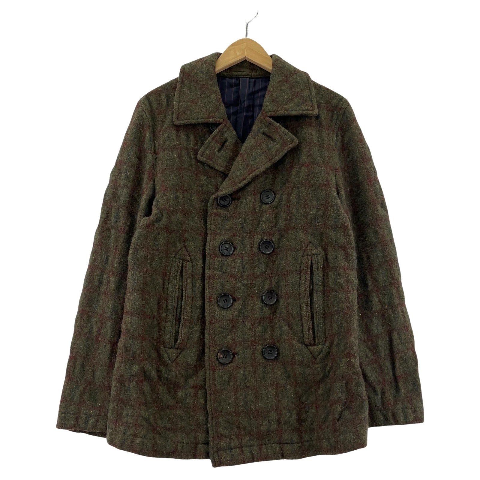 その他アウター COMME des GARCONS HOMME PLUS AD2003 ウールチェックダブルジャケット S グリーン