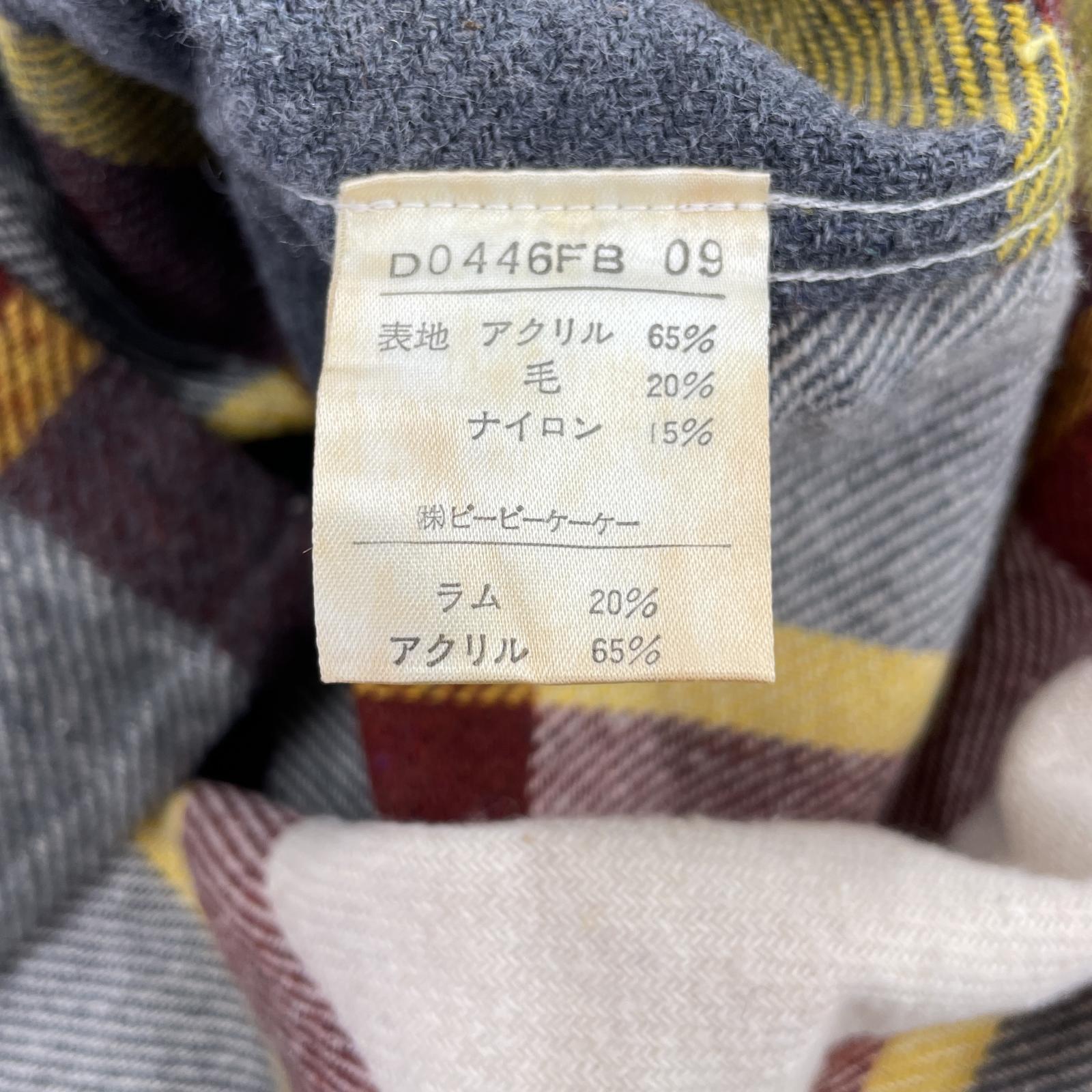 長袖シャツ papas ウールチェックシャツ グレー