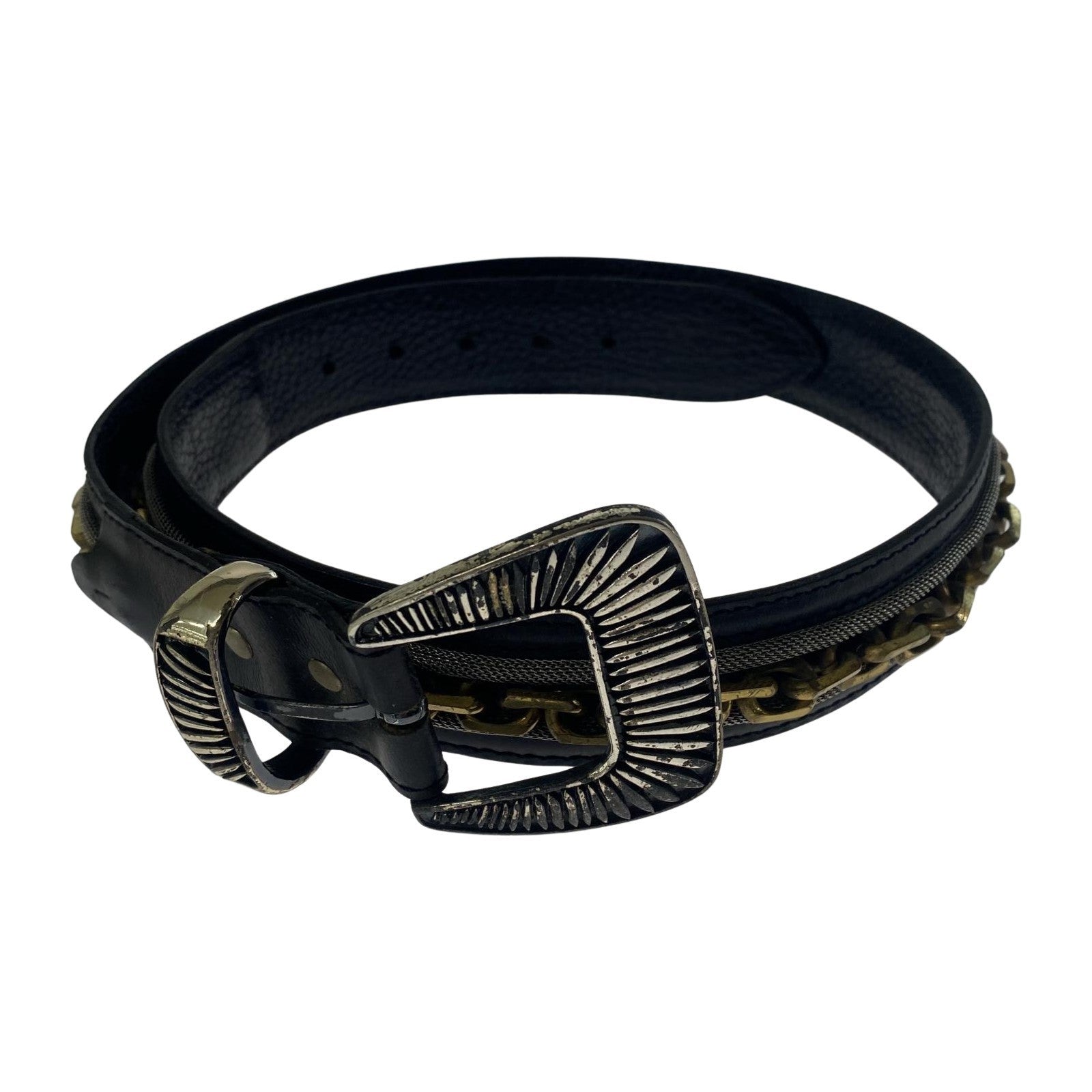 その他アクセサリー NANNI ナンニ MADE IN ITALY チェーン&レザーベルト (32/80) ブラック ブラック