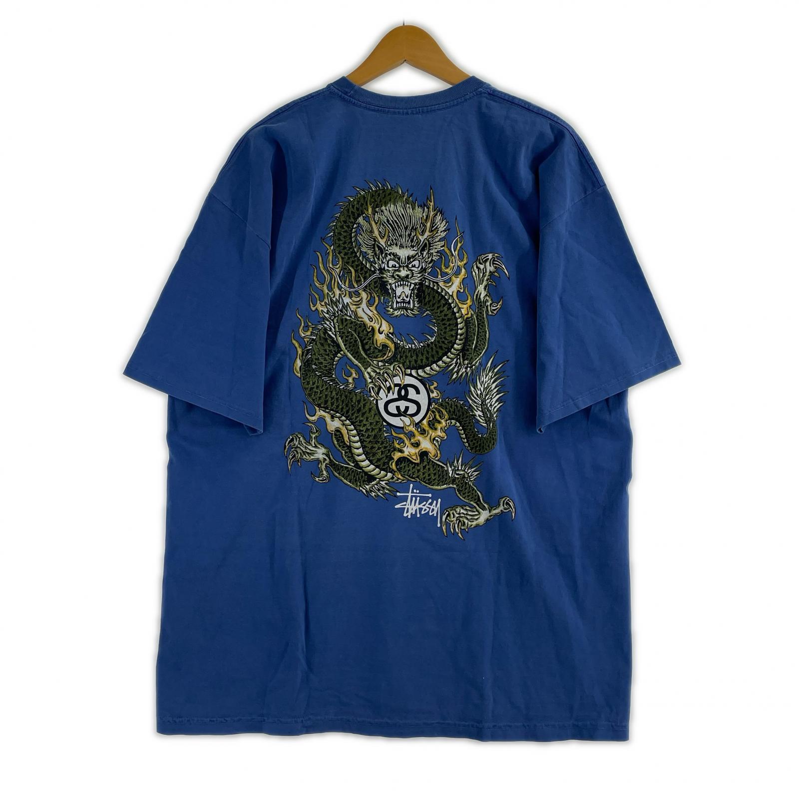 その他トップス STUSSY FIRE DRAGON PIG DYE Tシャ ブルー