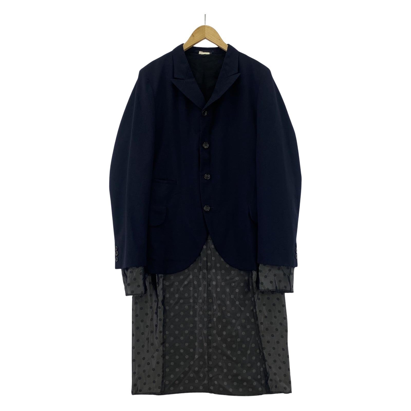 その他アウター CdG HOMME PLUS 14SS 孵化期 ドッキングレイヤードジャケット S 紺 PM-J006 S ネイビー