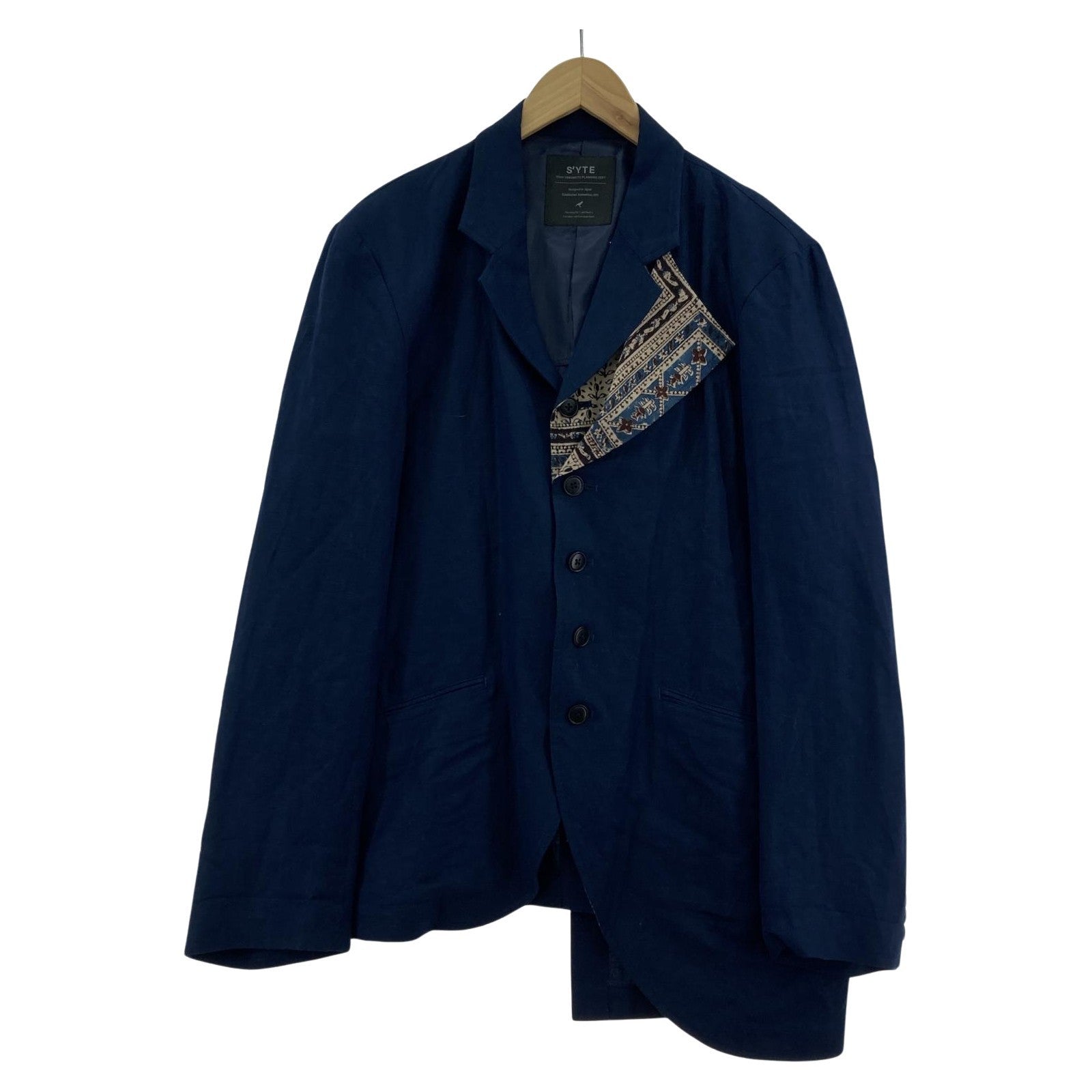 その他アウター S'YTE Yohji Yamamoto リネン/レーヨン ダブルテーラードジャケット ネイビー 3 3 ブルー