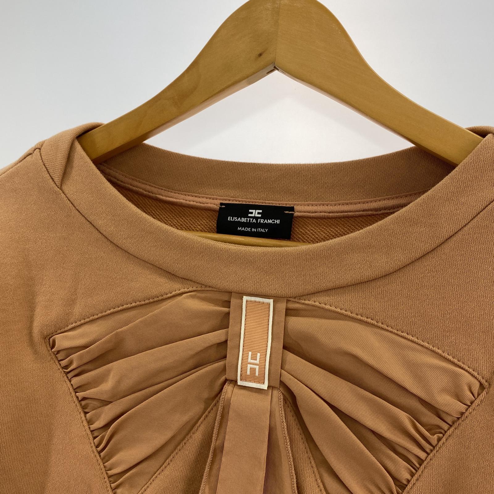 その他トップス ELISABETTA FRANCHI デザインスウェット ベージュ 40 オレンジ