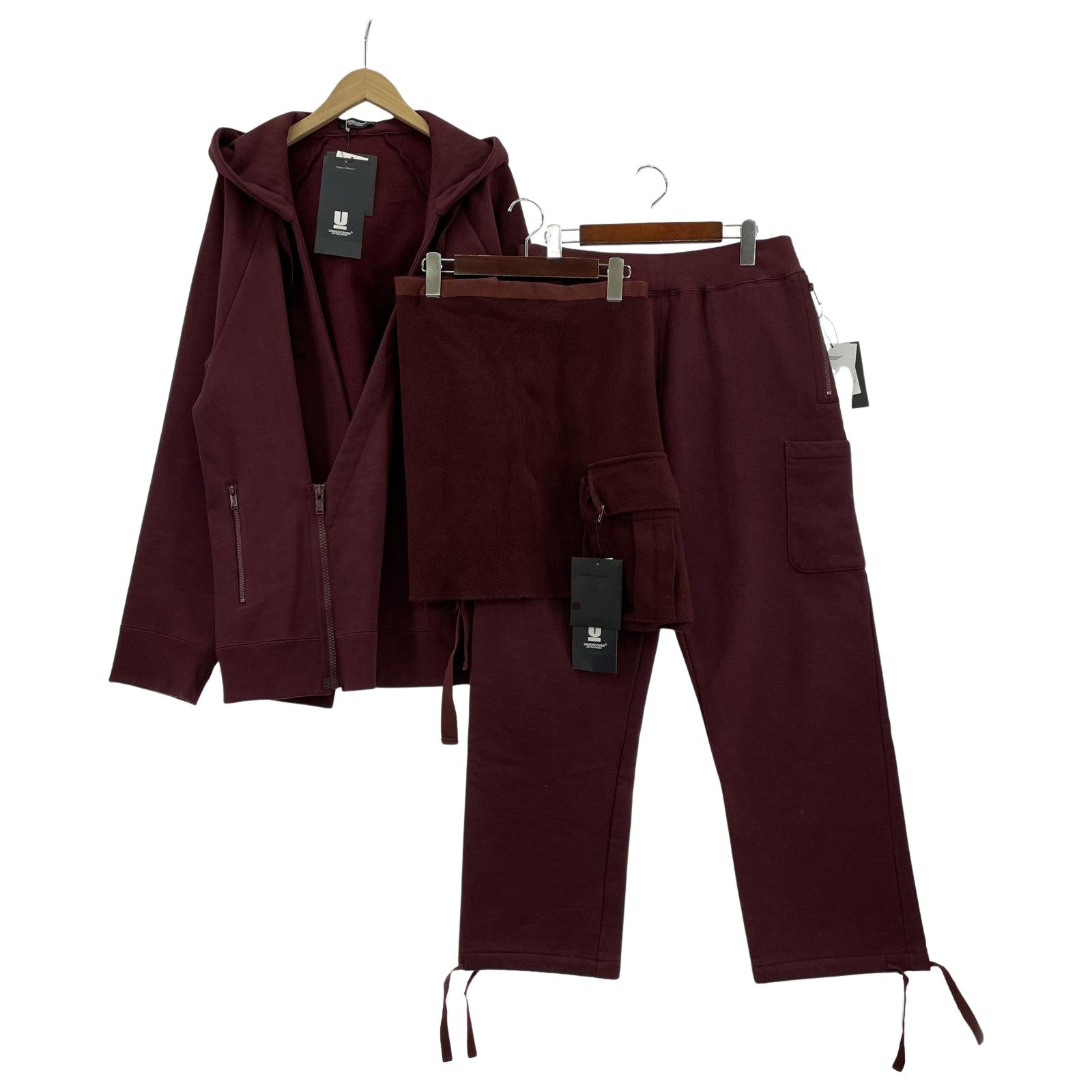 その他アウター UNDERCOVER 20AW FALLEN MAN期 度詰裏毛3Pセットアップ 3/2/F ボルドー 3
