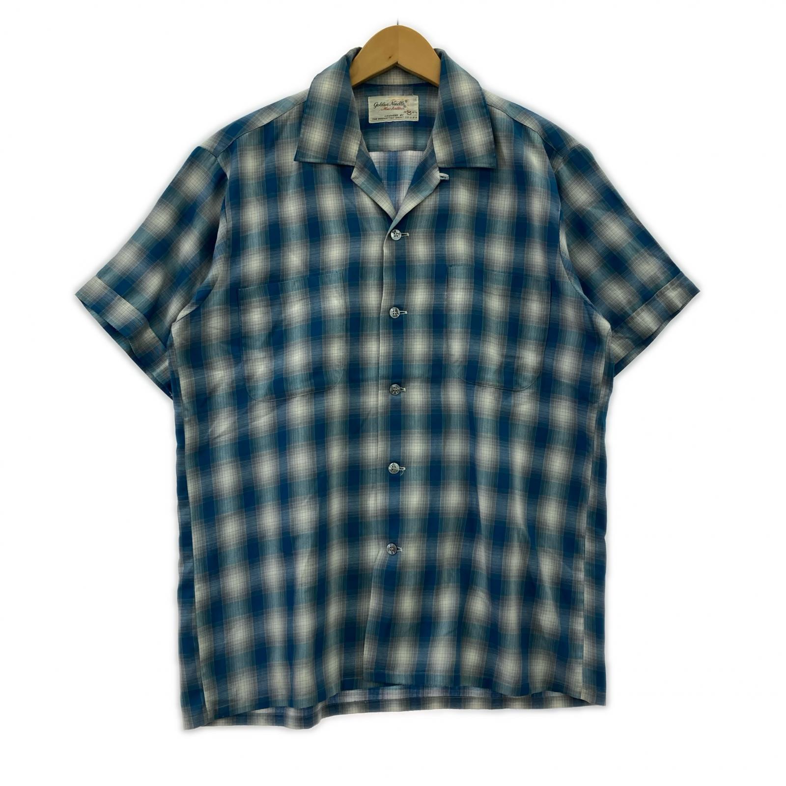 長袖シャツ Golden Needle 70s open collar ombre check shirt M M
