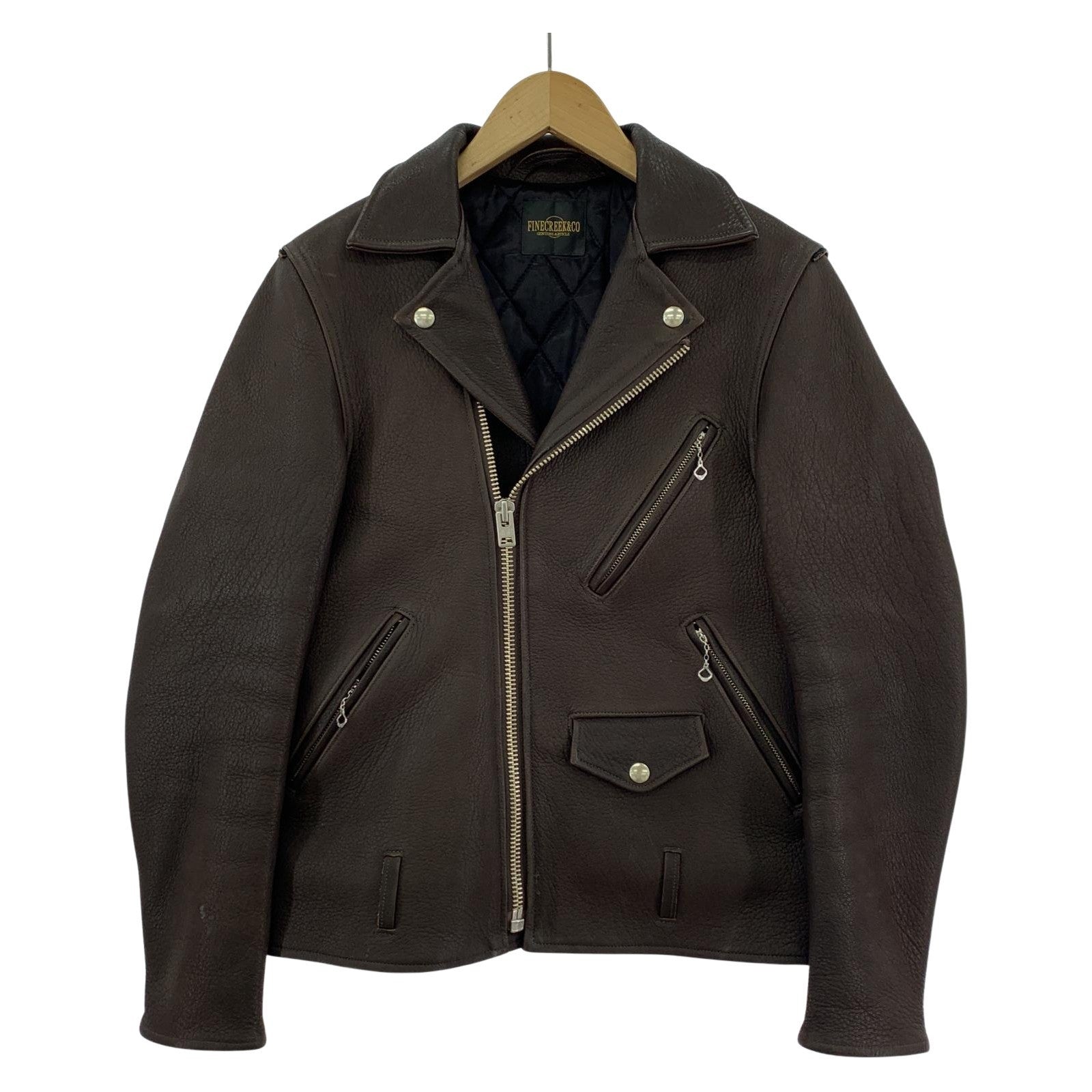 その他アウター FINE CREEK&CO ACJK045 5th LEON Deer ダブルライダースジャケット (38) 38 ブラウン