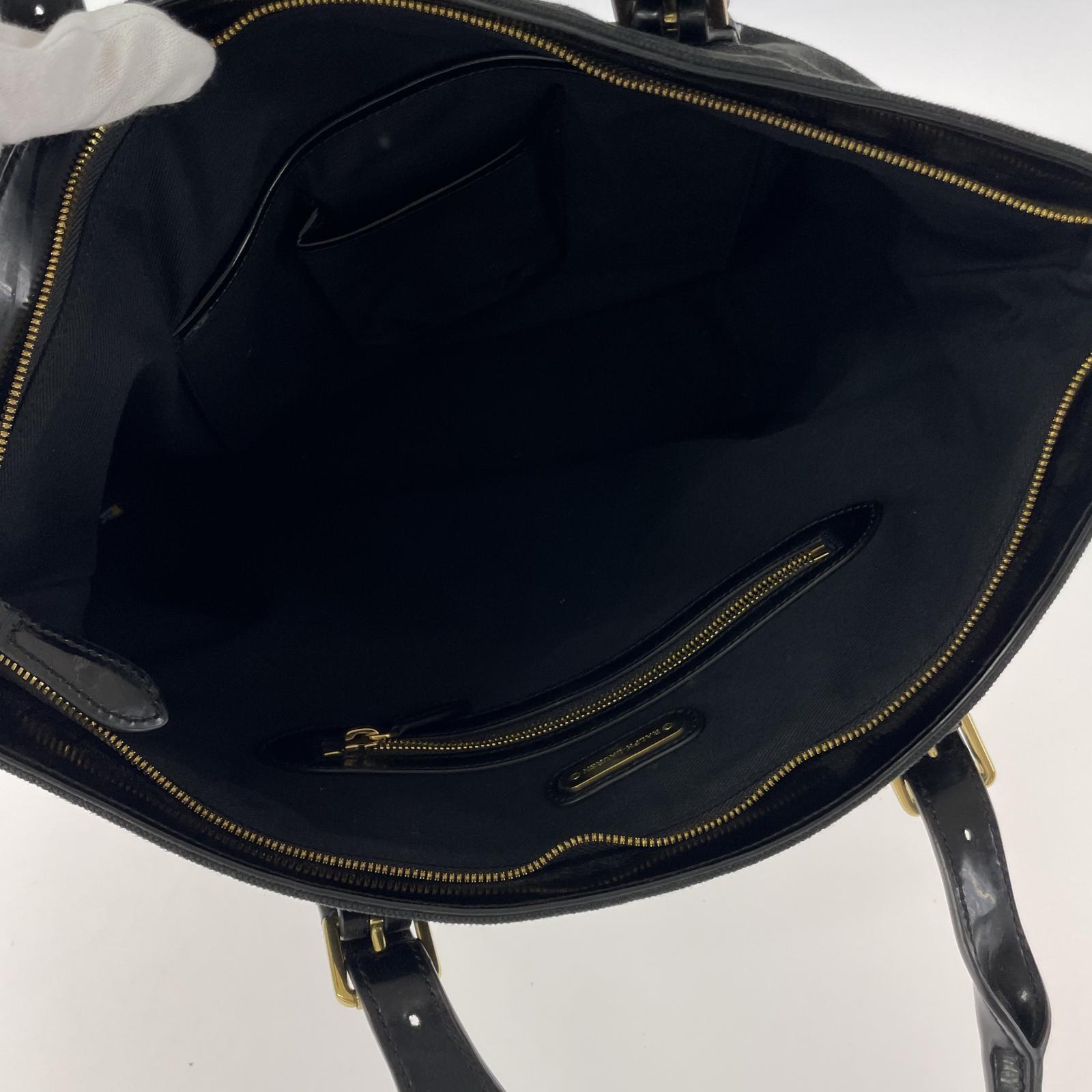 その他バッグ POLO RALPH LAUREN エナメル×キャンバス ハンドバッグ ブラック