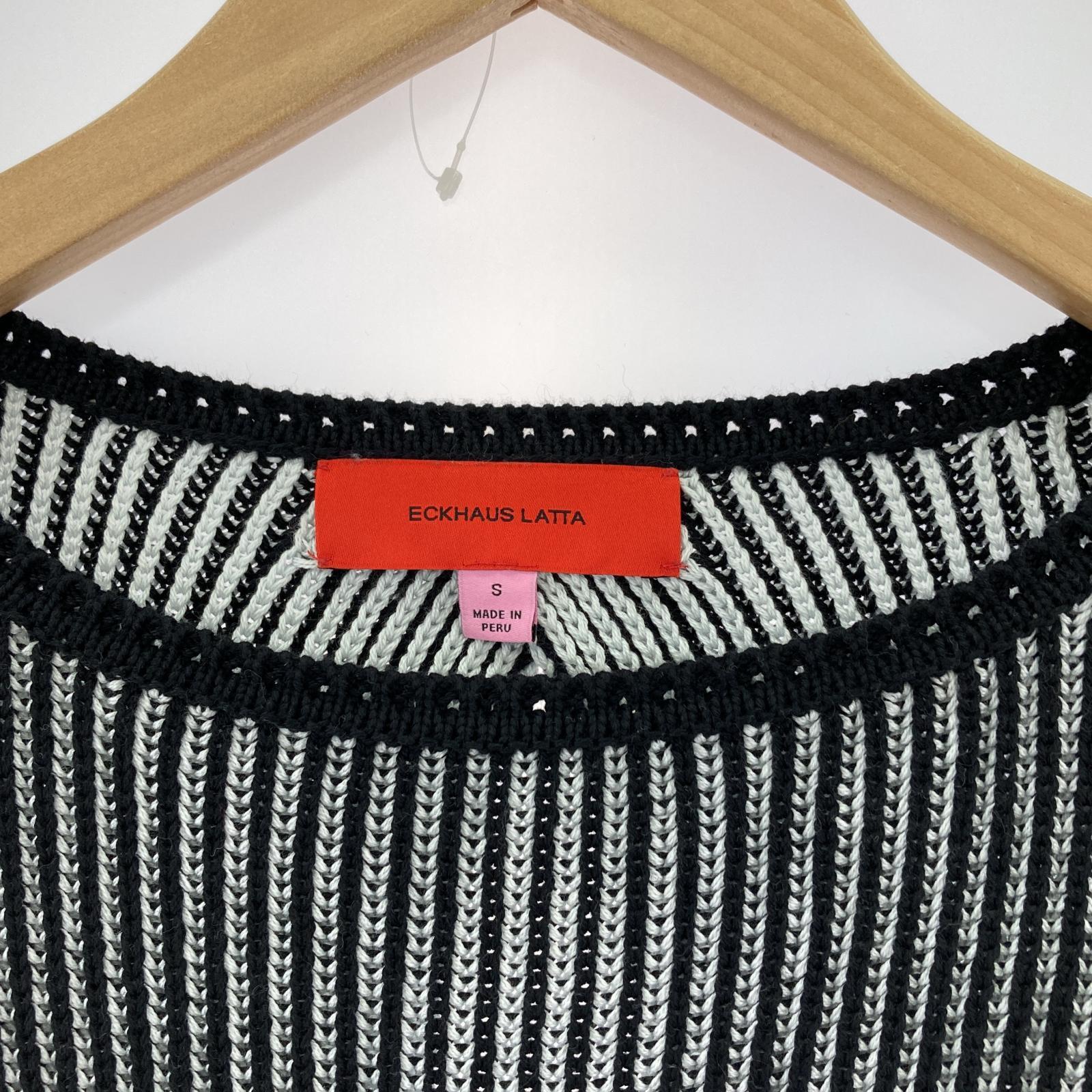 その他トップス ECKHAUS LATTA バックスリットデザインニット S ブラックホワイト S ブラック