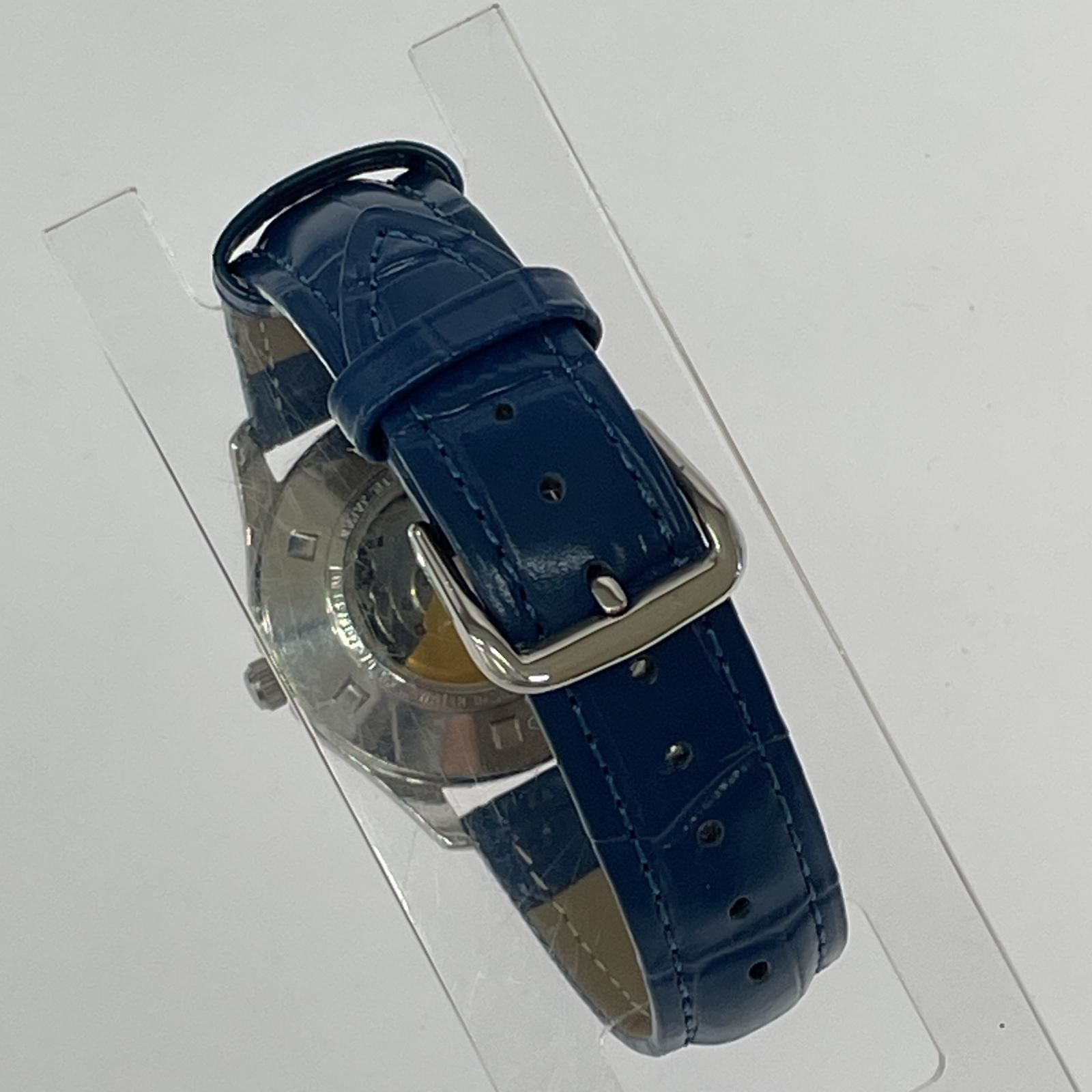 腕時計 ORIENT STAR ピンク文字盤 裏スケルトン 革ベルト AT腕時計 597302-70
