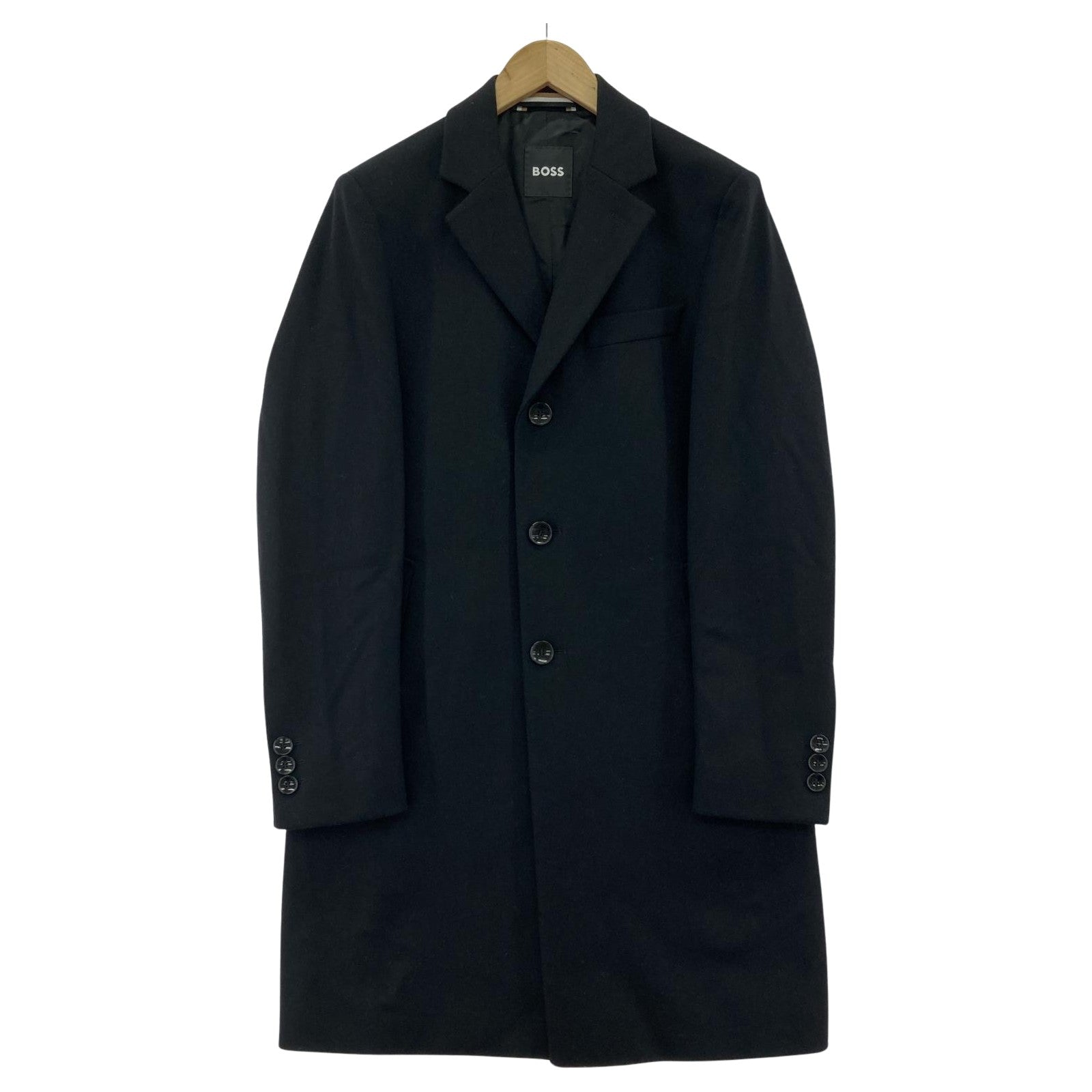 その他アウター HUGO BOSS チェスターコート 44 ブラック ブラック