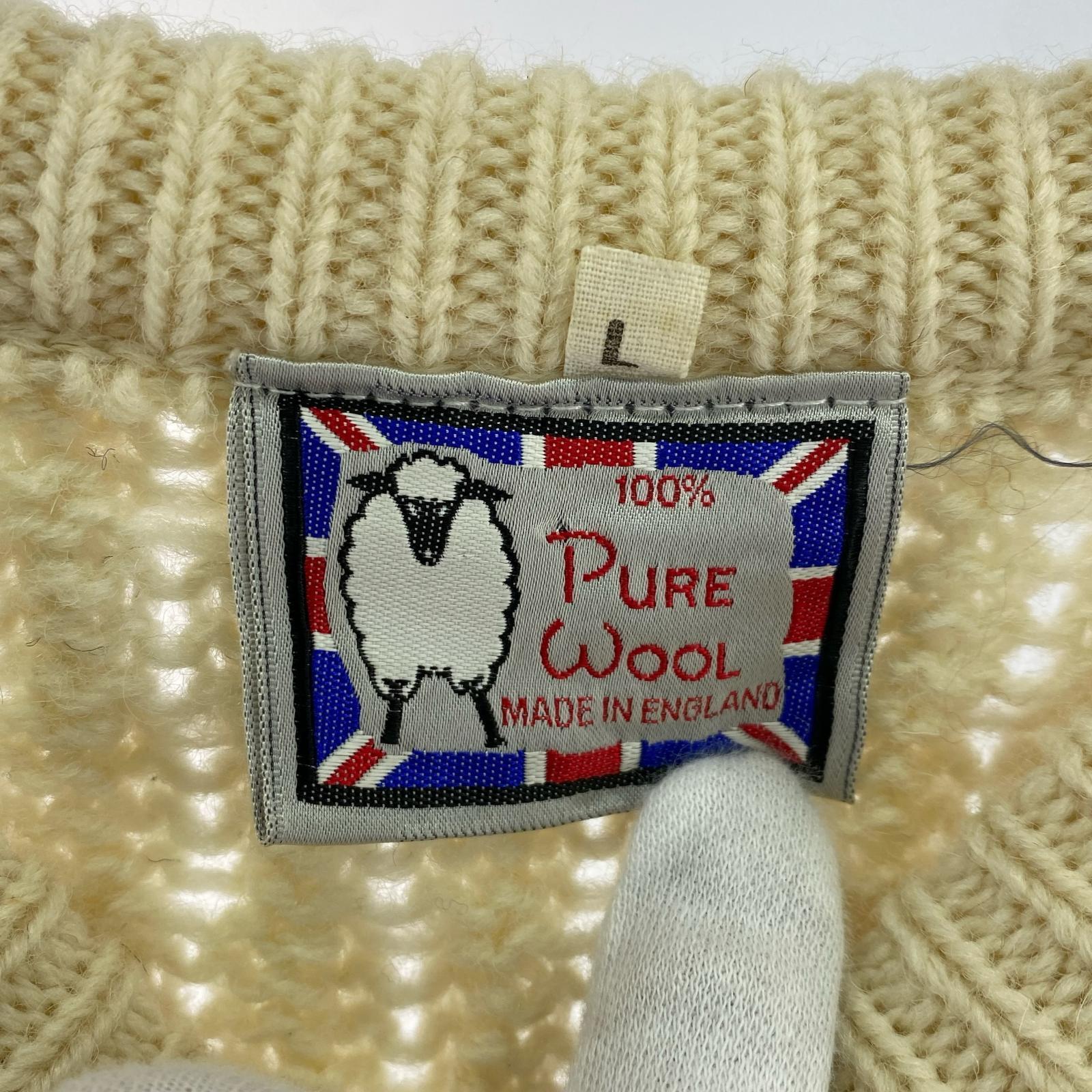 その他トップス OLD・VINTAGE England製 ケーブルニット L L ホワイト