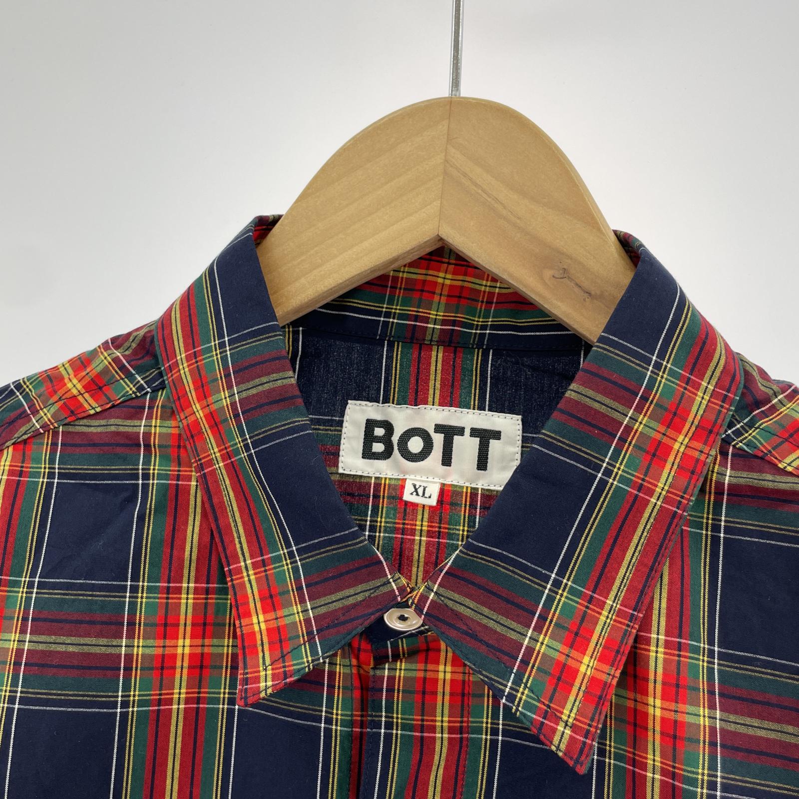 長袖シャツ BOTT パネル切替 SSチェックシャツ (XL)