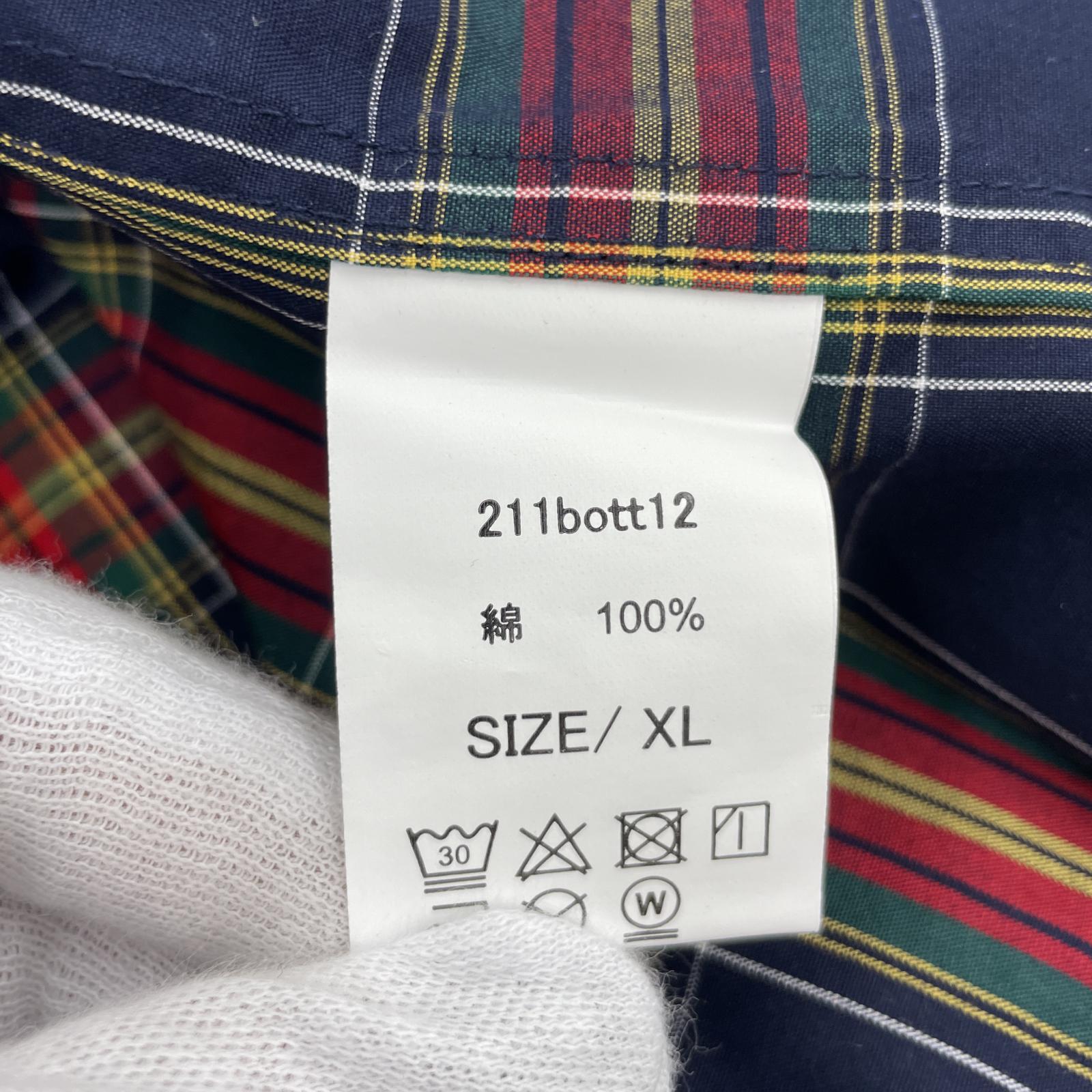 長袖シャツ BOTT パネル切替 SSチェックシャツ (XL)