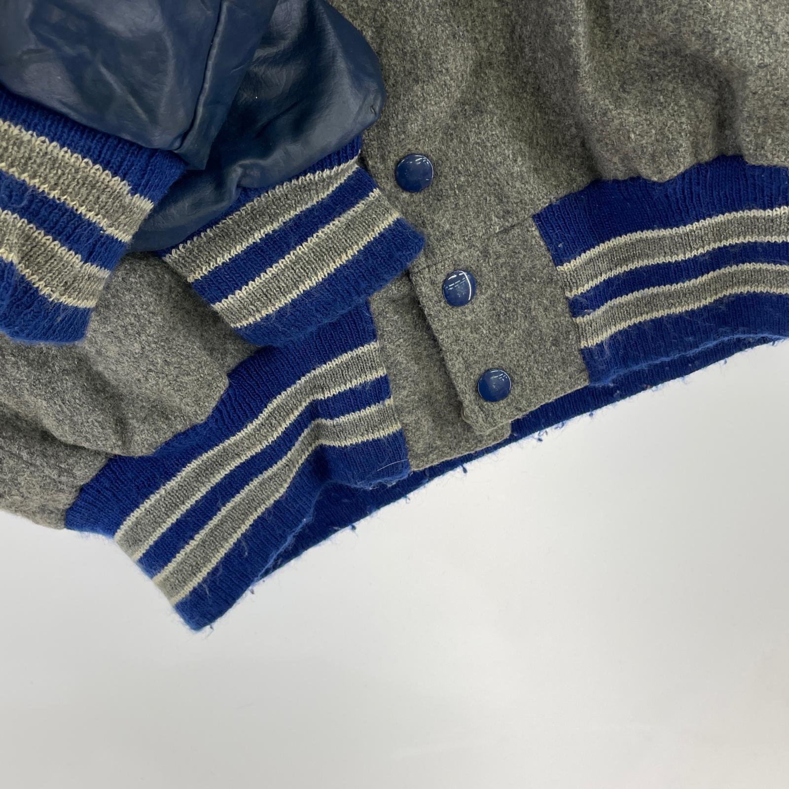 その他アウター OLD 50s アームレザー ウールスタジャン NVY