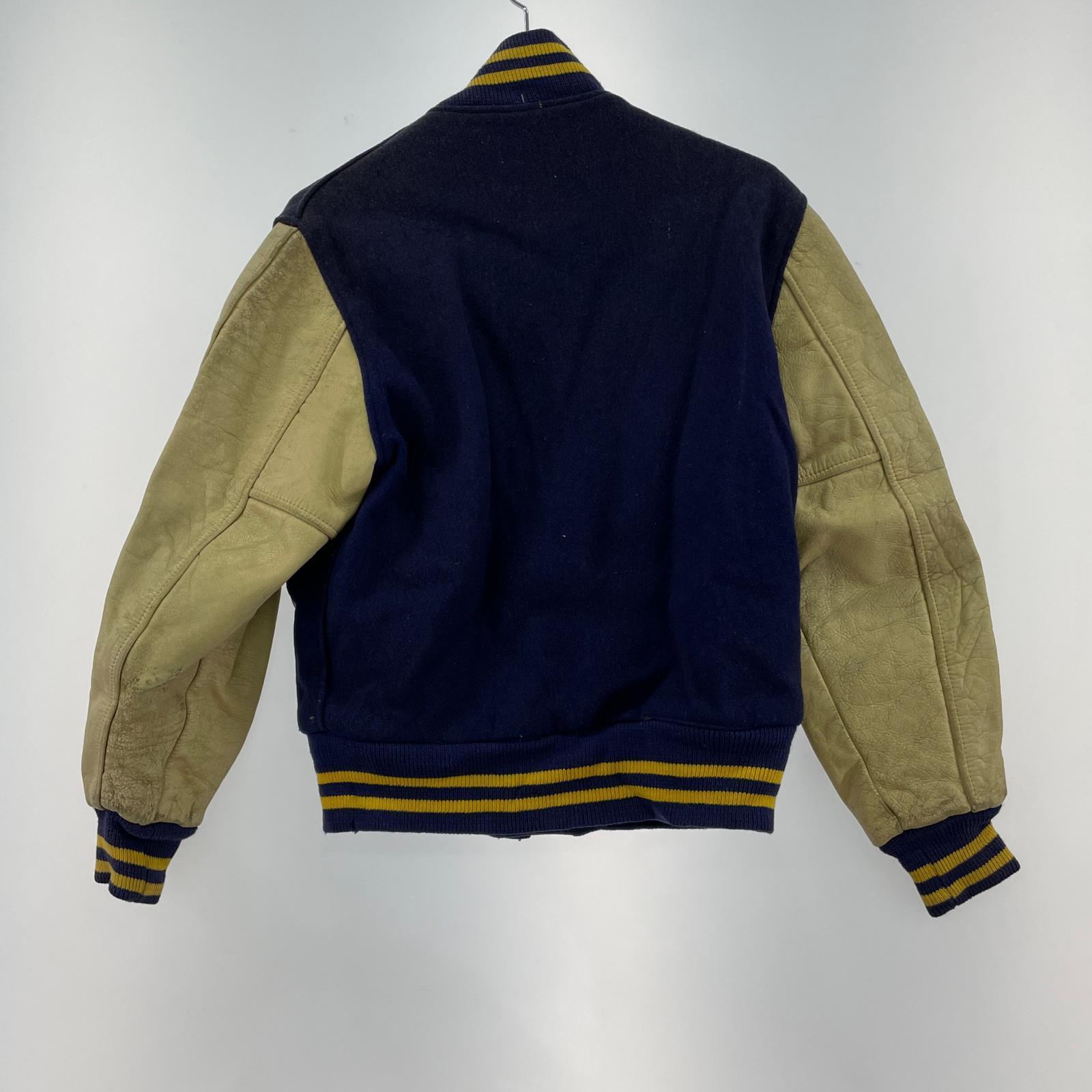 その他アウター DeLONG 90s 刺繍タグ アームレザー ウールスタジャン 36 GRY 36