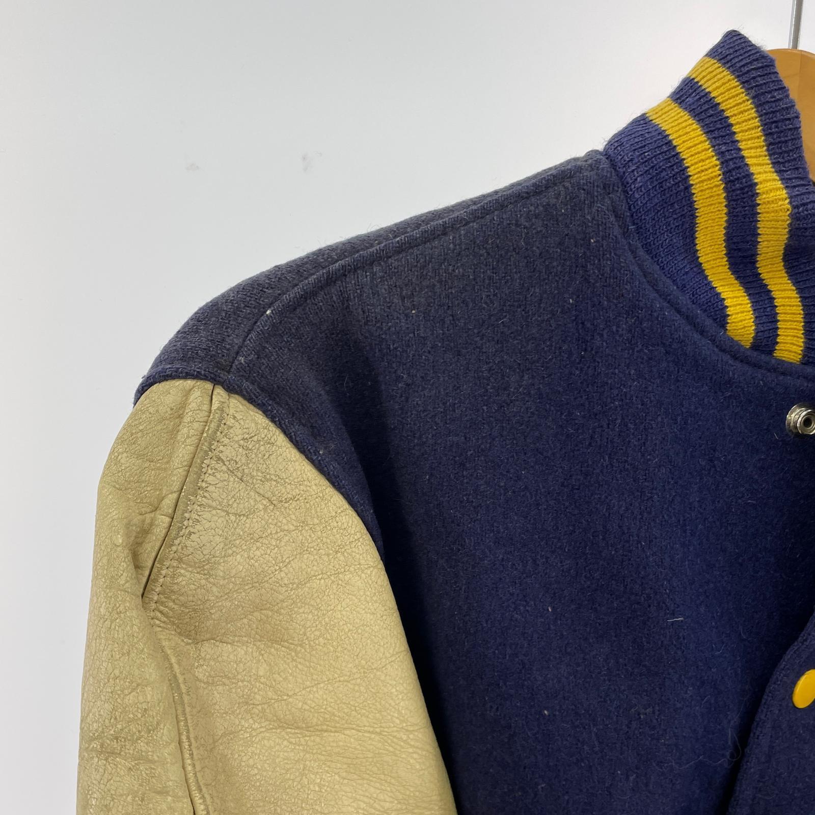 その他アウター DeLONG 90s 刺繍タグ アームレザー ウールスタジャン 36 GRY 36