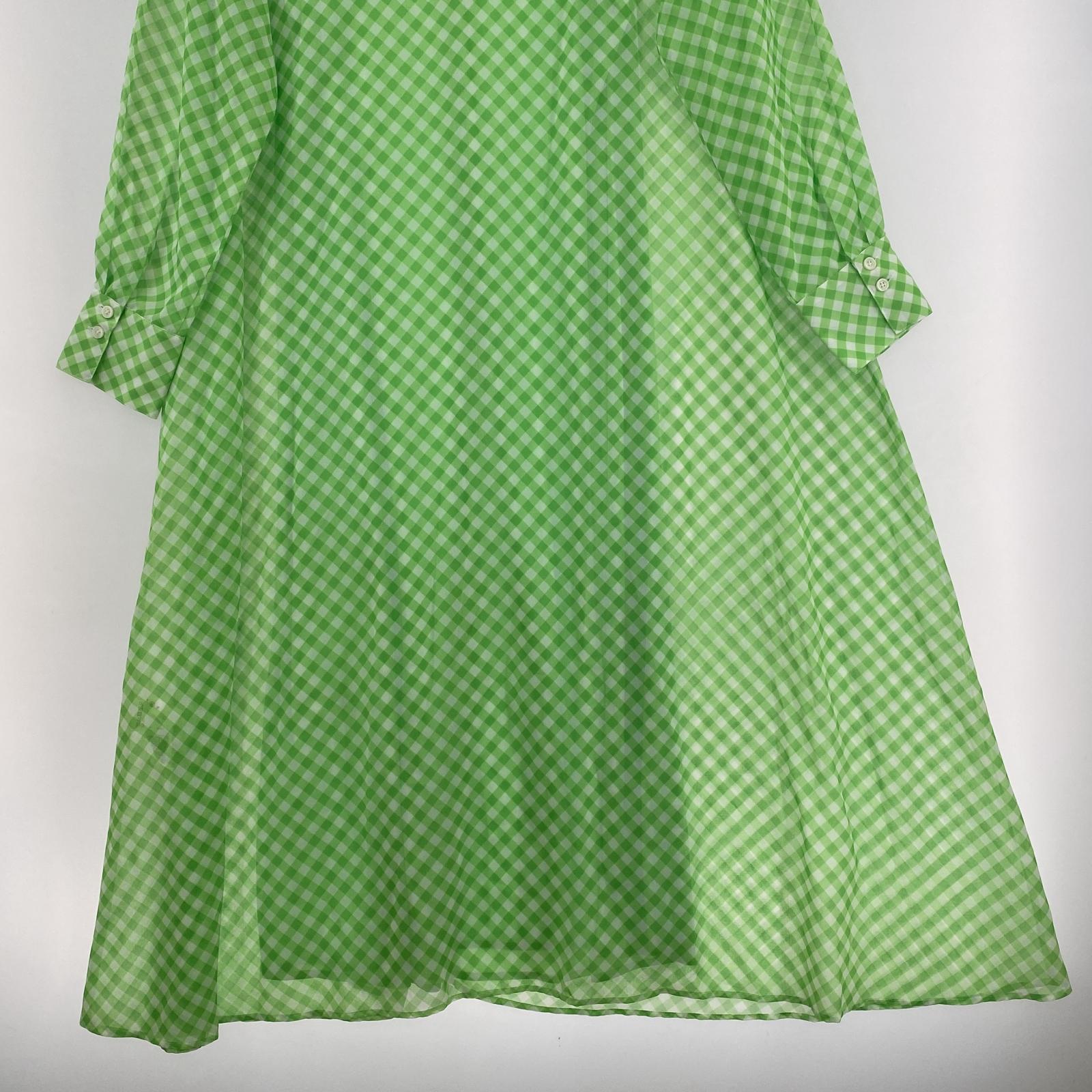ワンピース GINGHAM CHECK SHIRT DRESS 緑 M グリーン