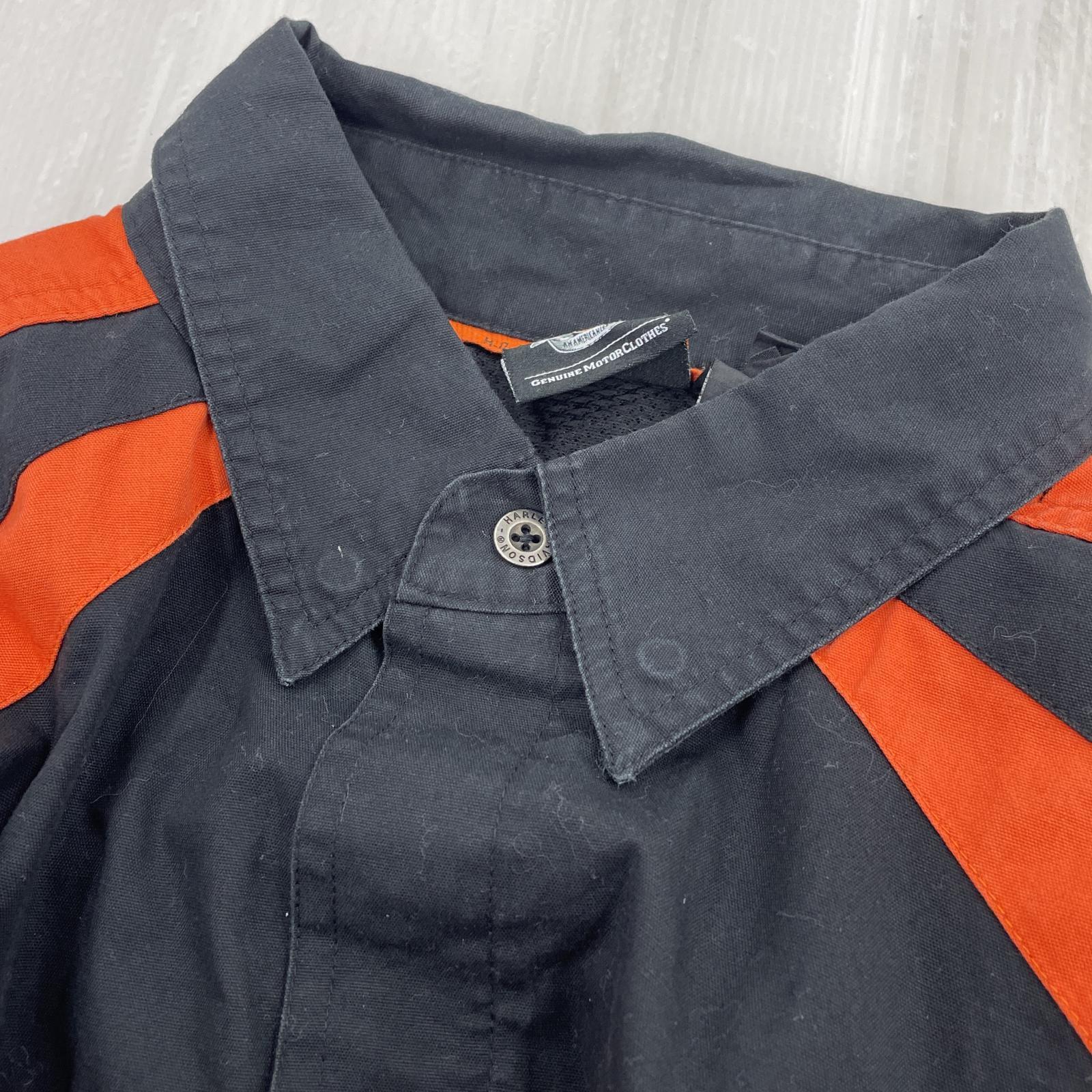 長袖シャツ Harley-Davidson ロゴ刺繍 S/S シャツ (XL) LL ブラック