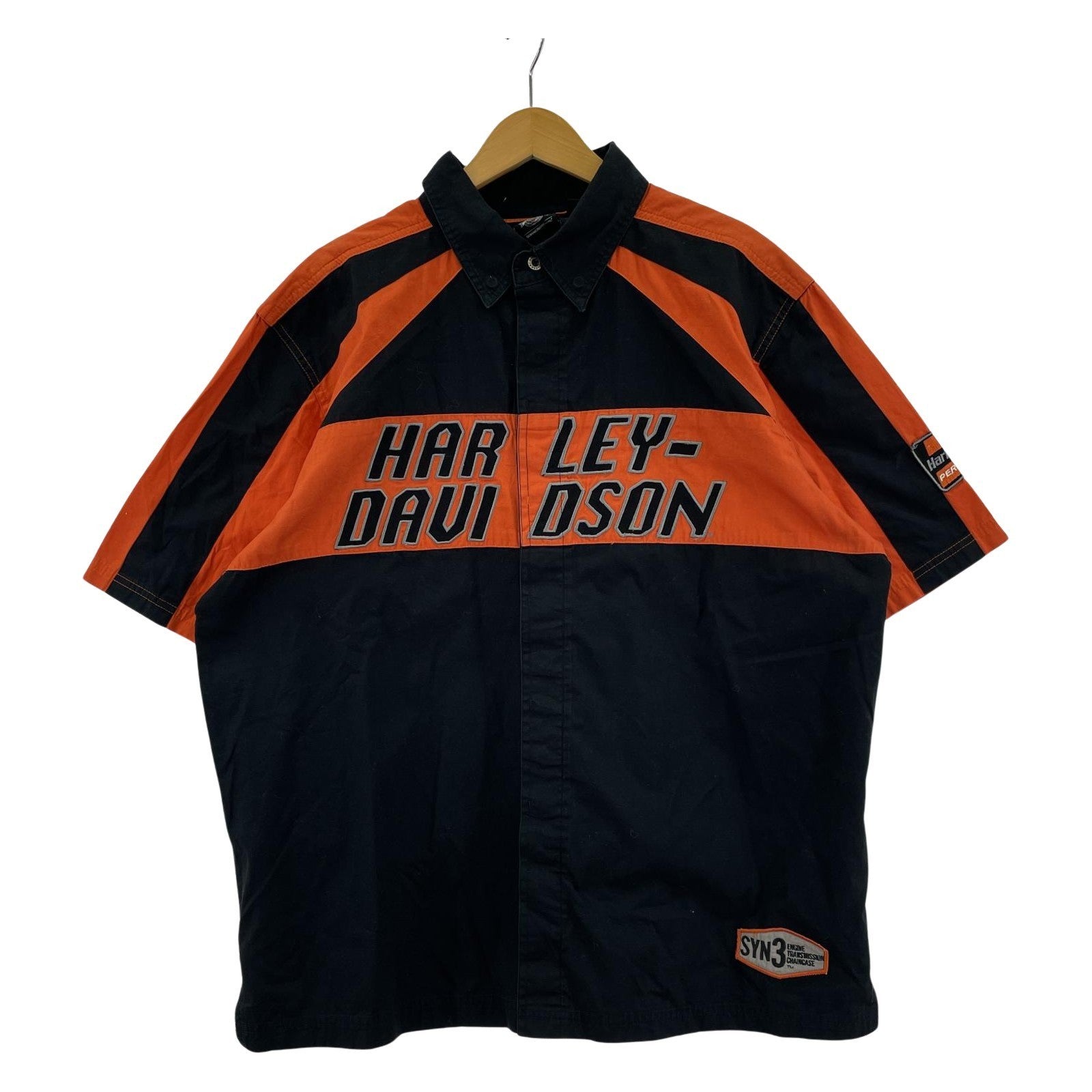 長袖シャツ Harley-Davidson ロゴ刺繍 S/S シャツ (XL) LL ブラック