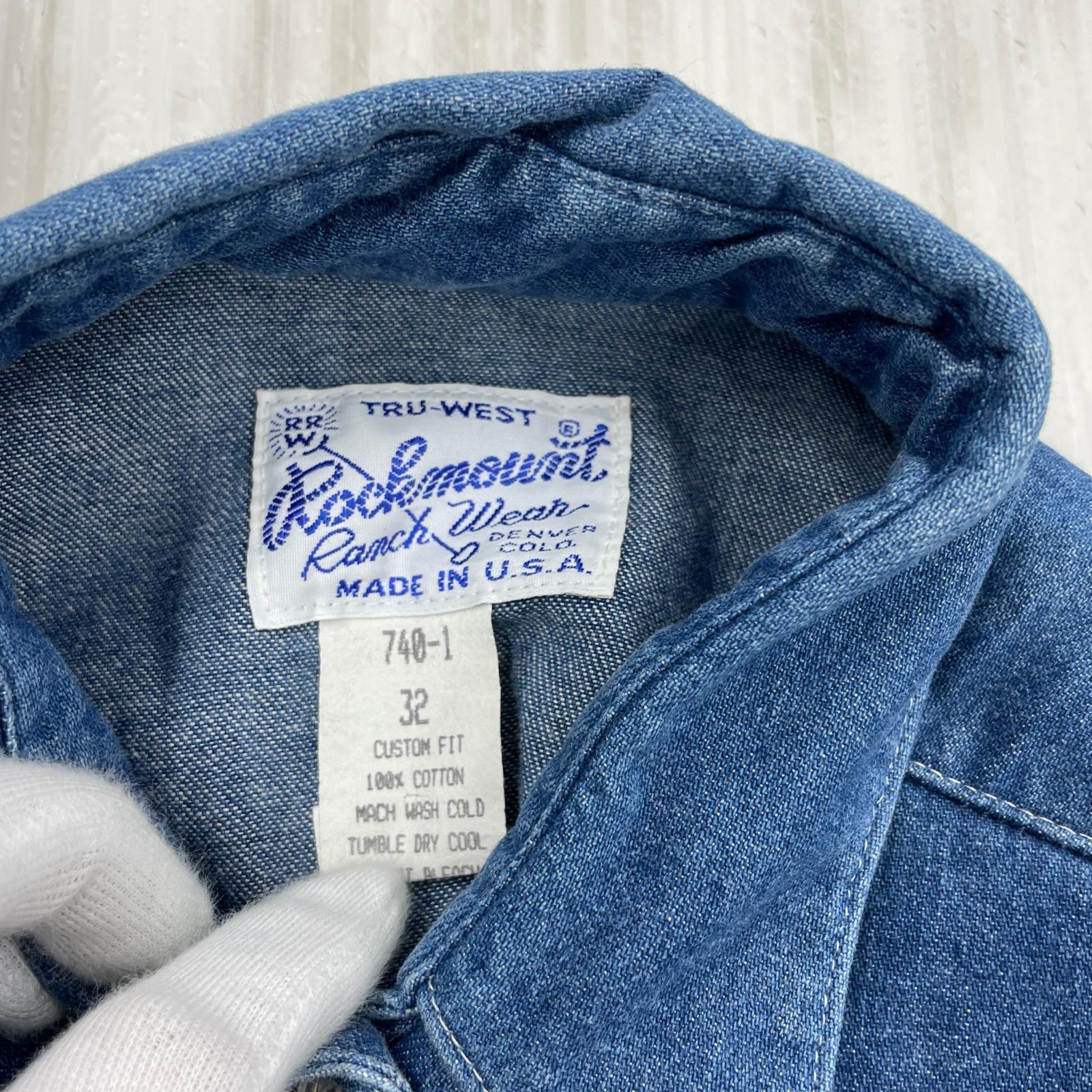 長袖シャツ ROCKMOUNT USA製 デニムウエスタンシャツ (32) 32 ブルー