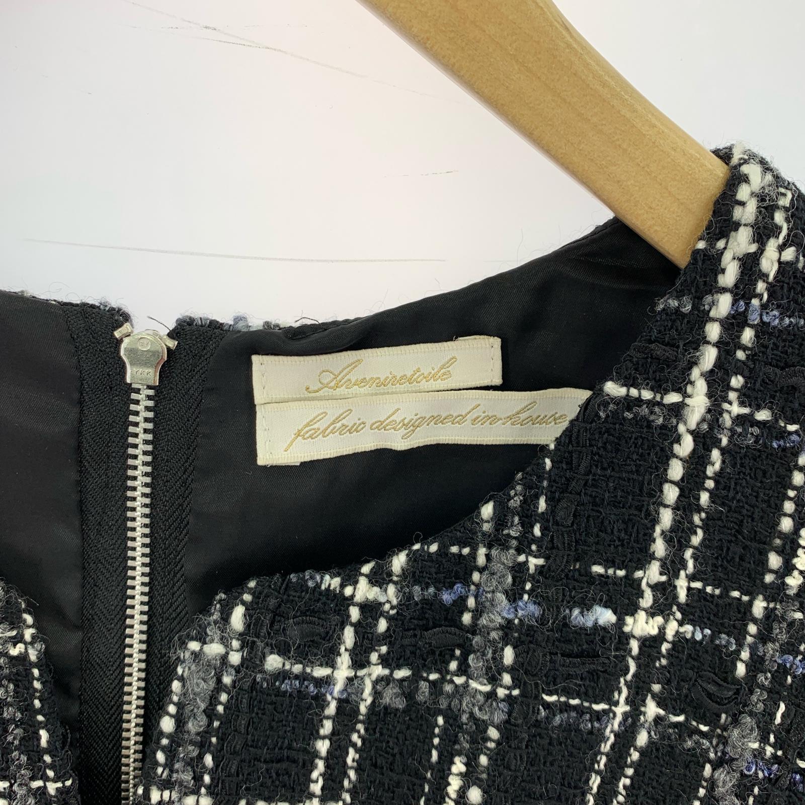 ワンピース Aveniretoile ツイードチェックワンピース 34 BLK ブラック