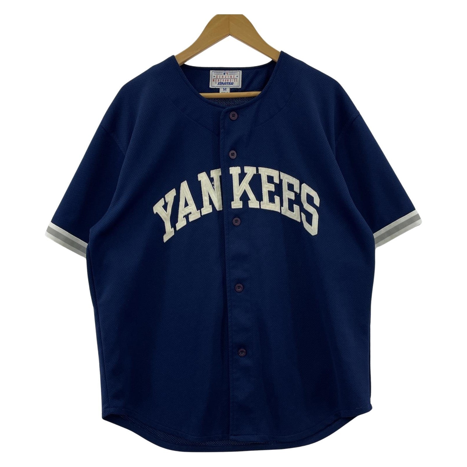 長袖シャツ STARTER YANKEES ゲームシャツ M ネイビー
