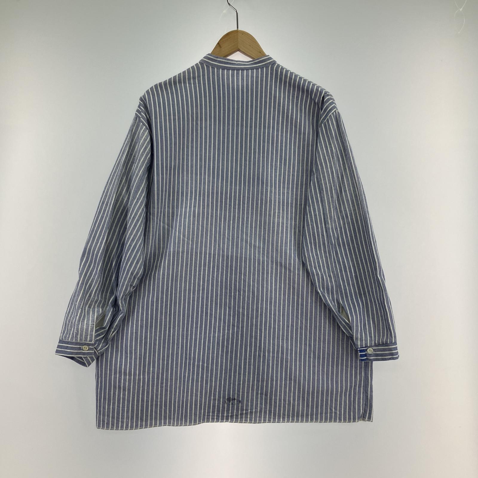 長袖シャツ OLD EURO L/Sスタンドカラーストライプシャツ ブルー