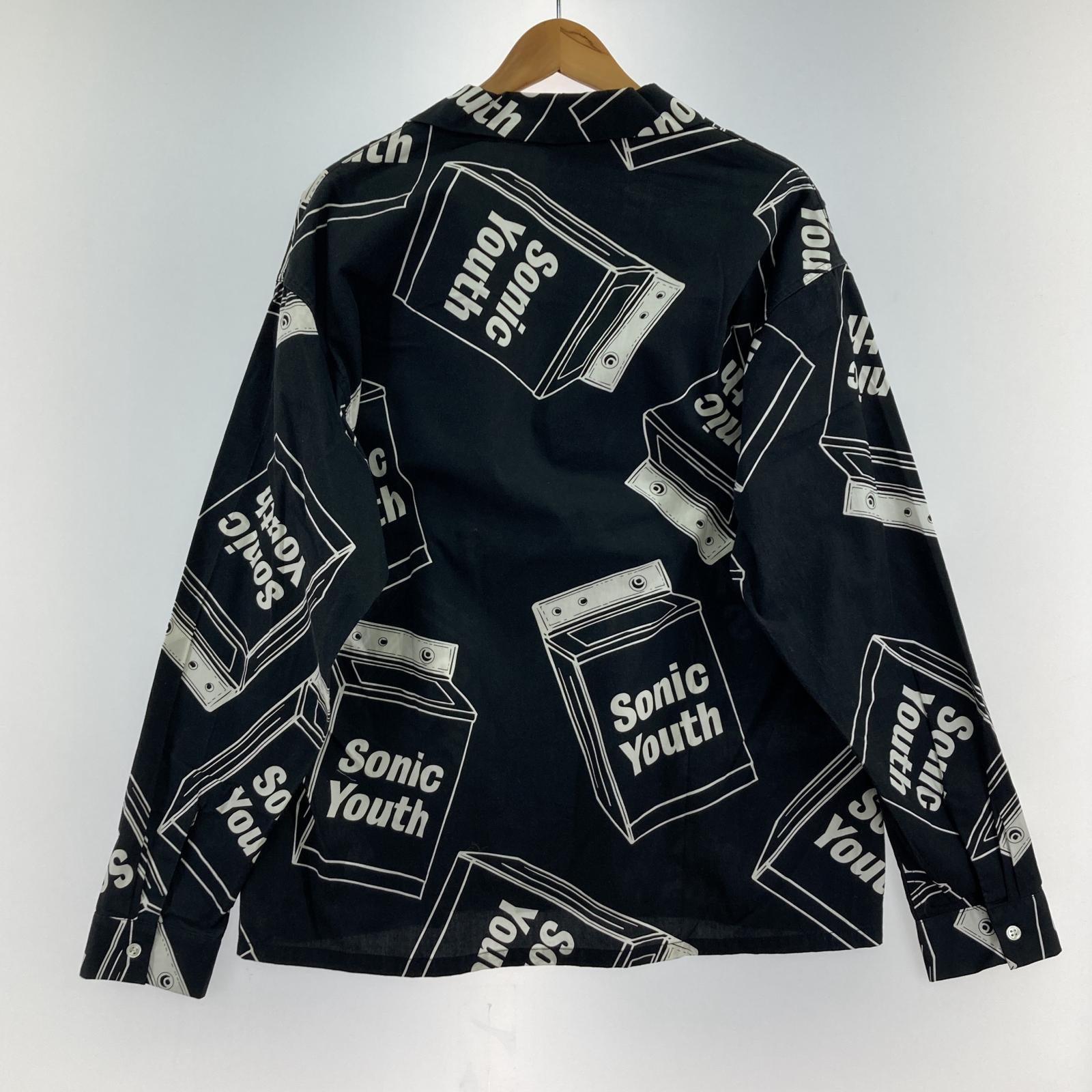 長袖シャツ FLAGSTUFF×SONIC YOUTH 総柄オープンカラーシャツ M ホワイト M ブラック