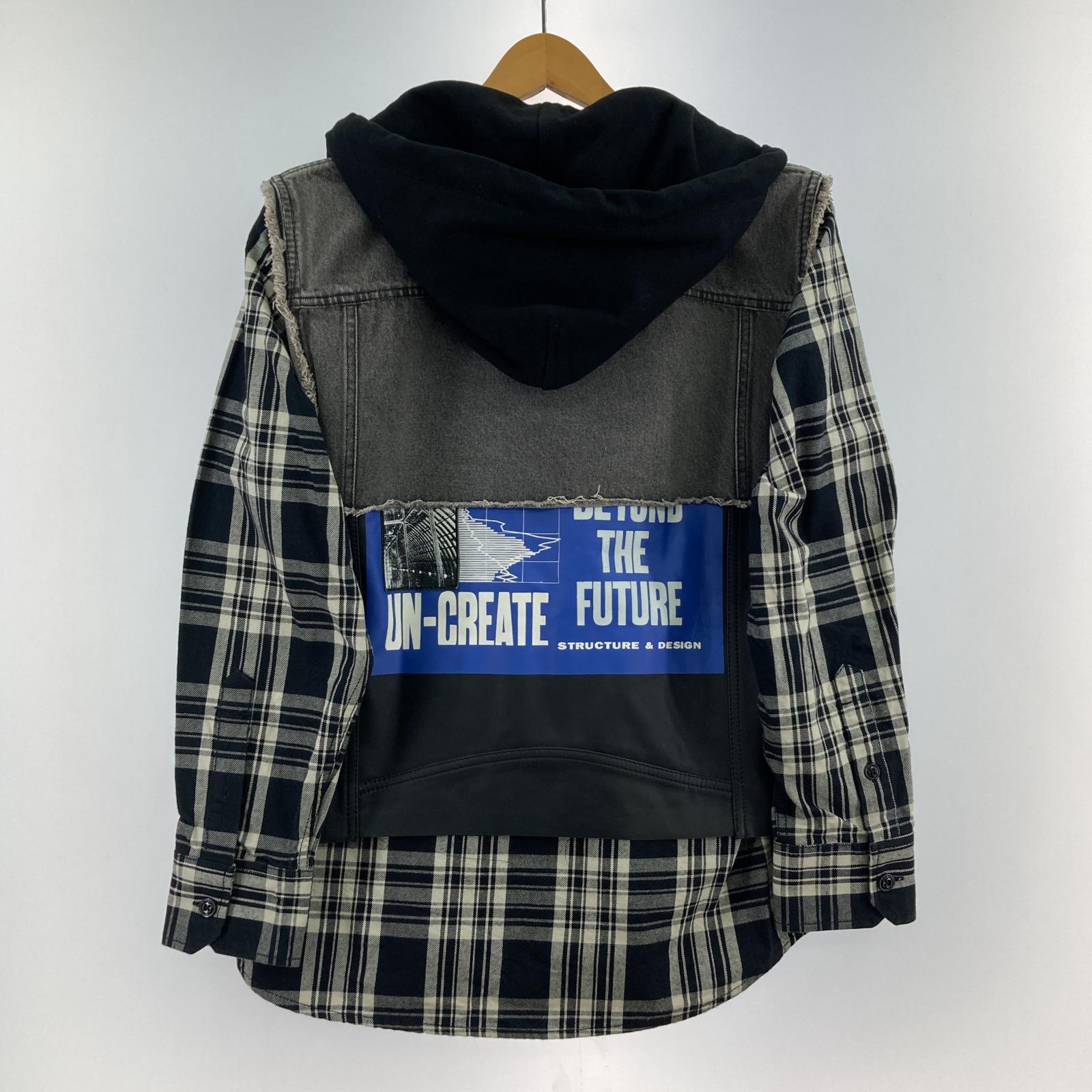 その他アウター DIESEL デニムパーカー 袖チェック ブラック
