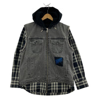 その他アウター DIESEL デニムパーカー 袖チェック ブラック