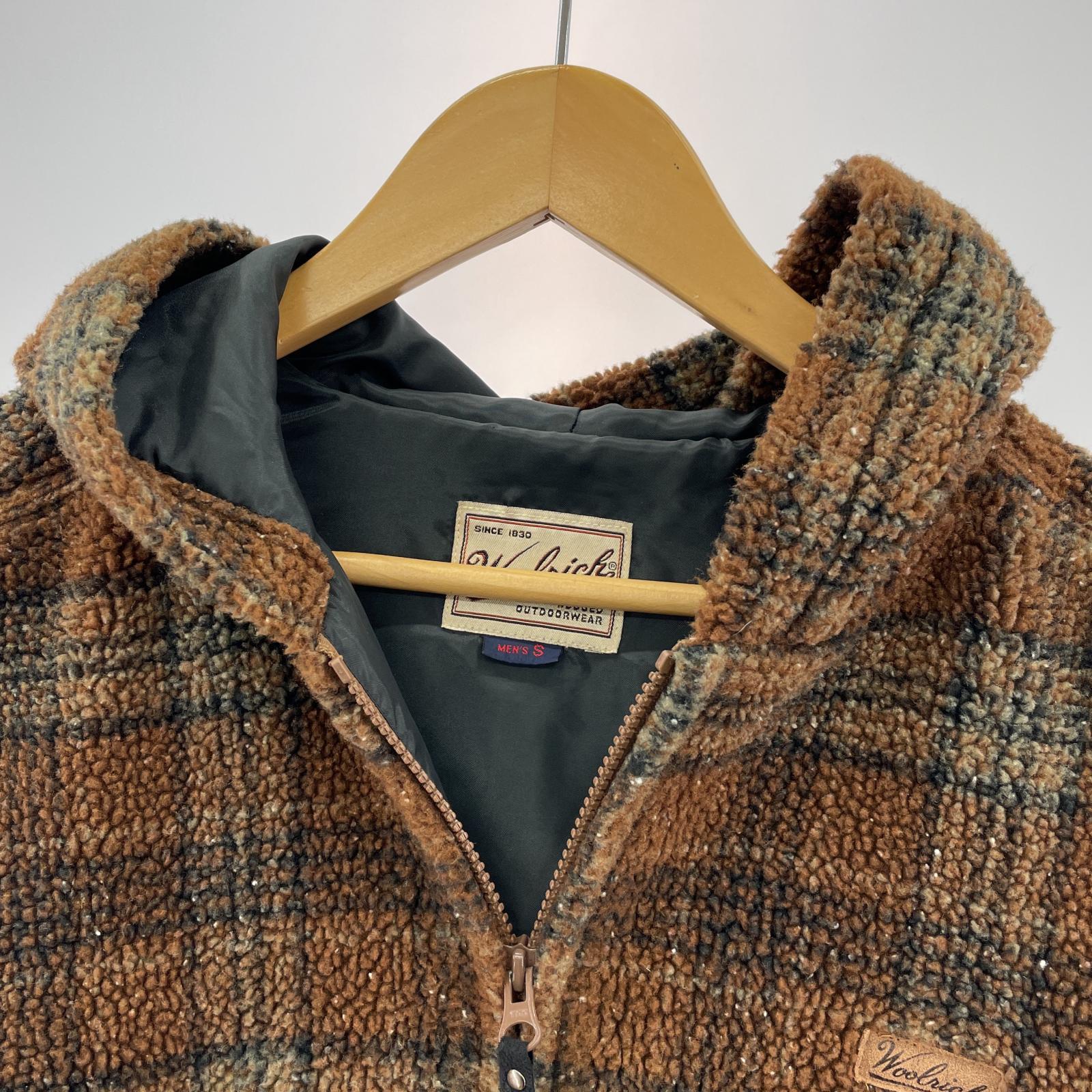 その他アウター WOOLRICH 90s 総柄ボアジップジャケット 茶 (S) S ブラウン