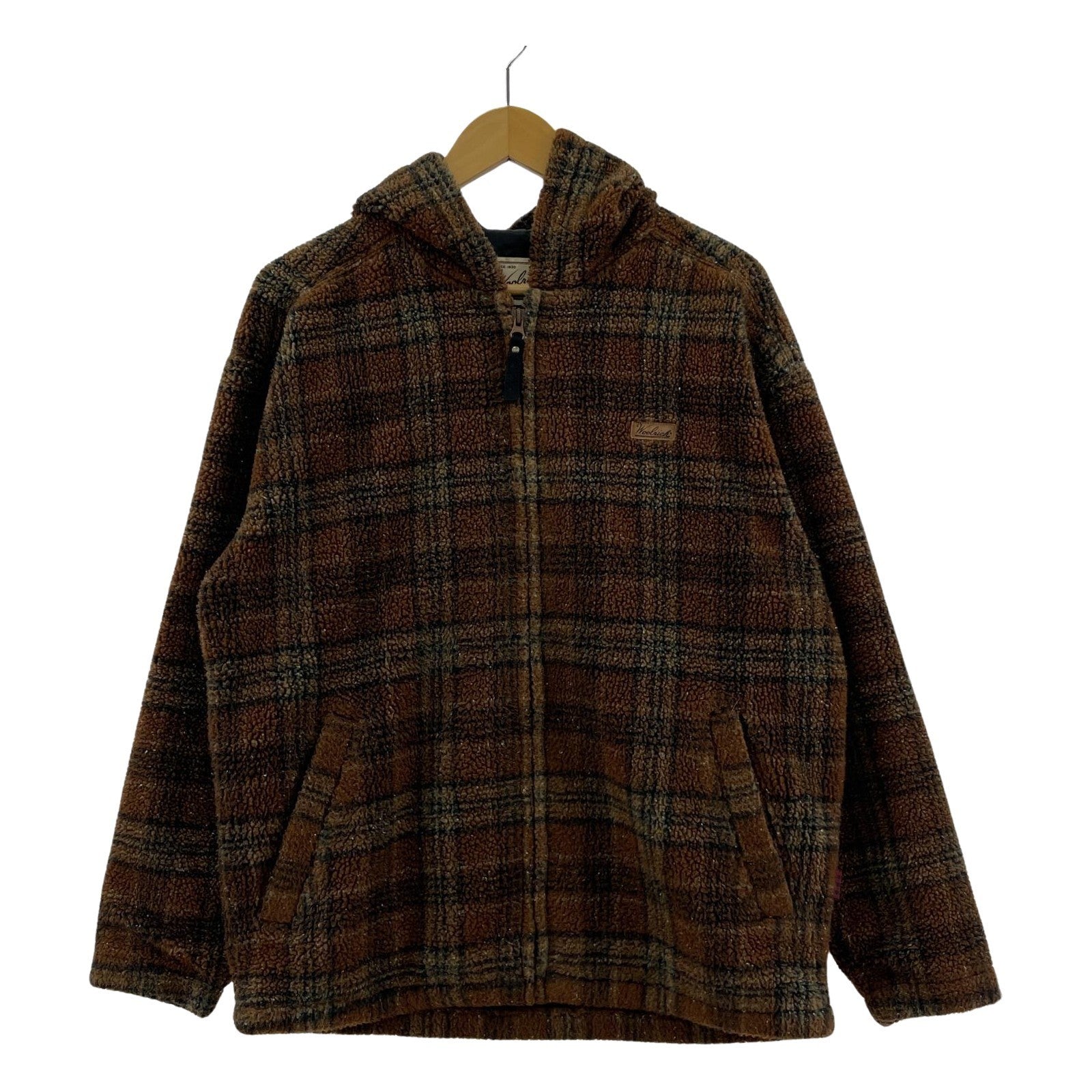 その他アウター WOOLRICH 90s 総柄ボアジップジャケット 茶 (S) S ブラウン