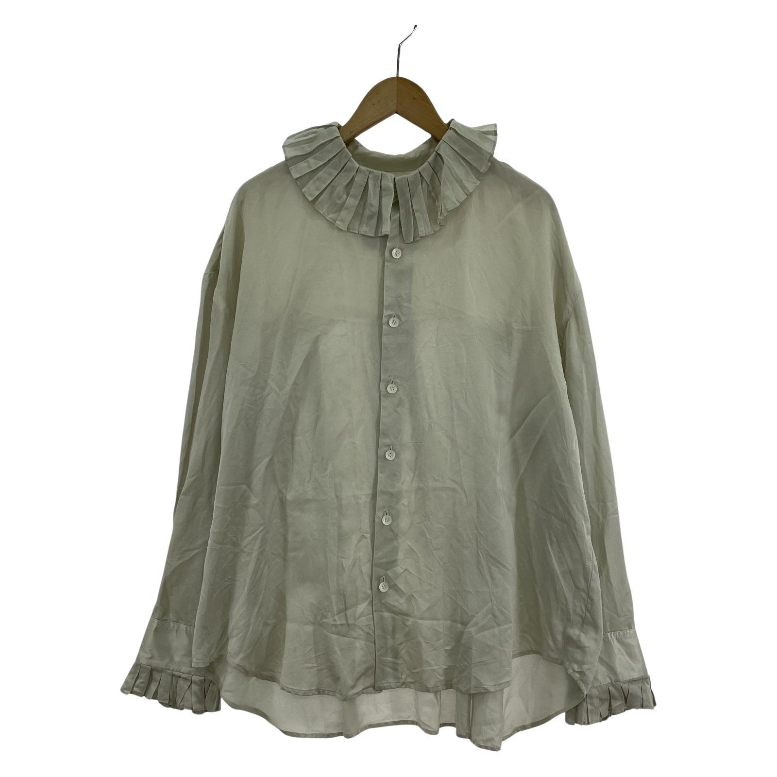 長袖シャツ NEU_IN シルクフリルシャツ M グリーン 23AWPNT05 M