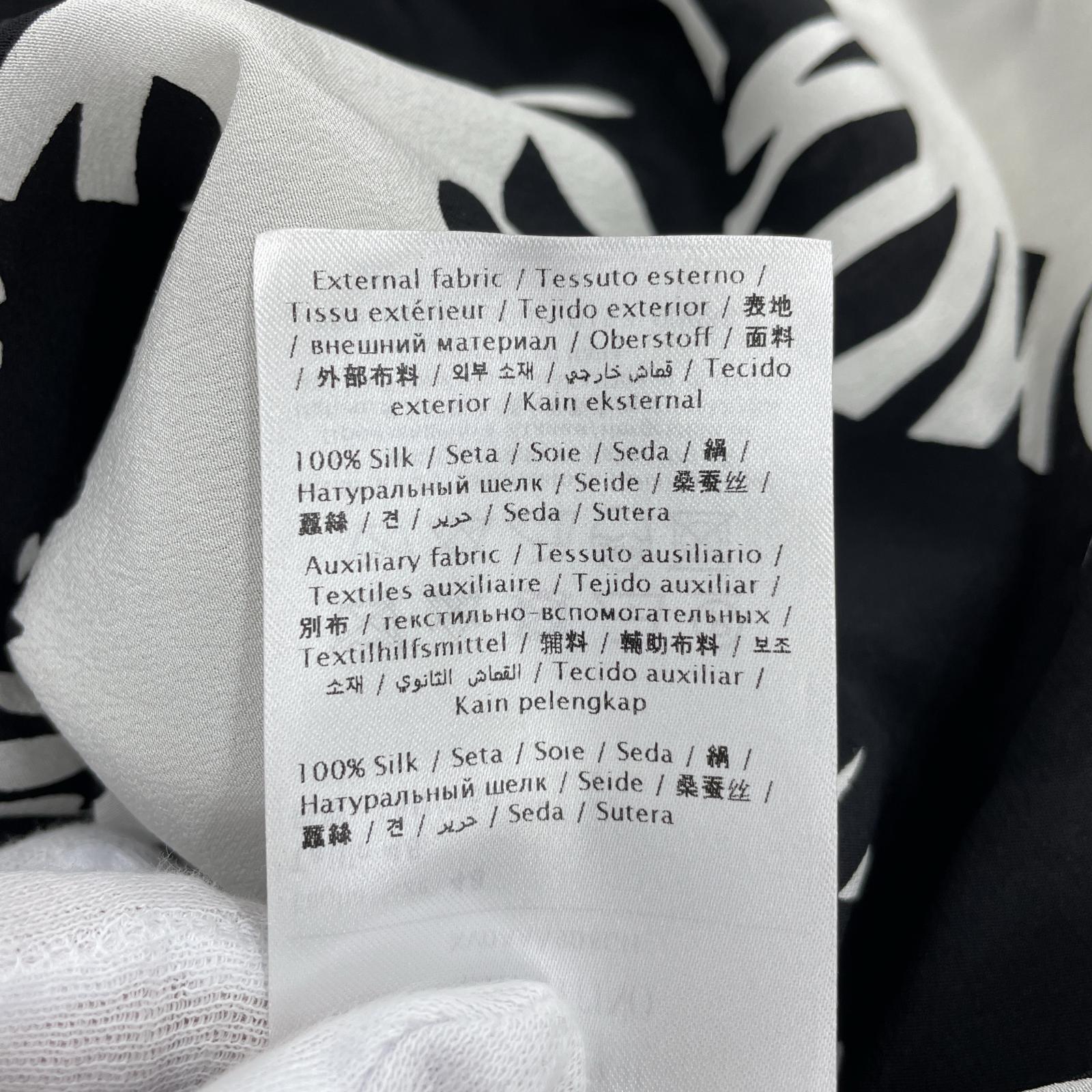 長袖シャツ VALENTINO 22SS 総柄 シルクS/Sオープンカラーシャツ 48 ホワイトブラック