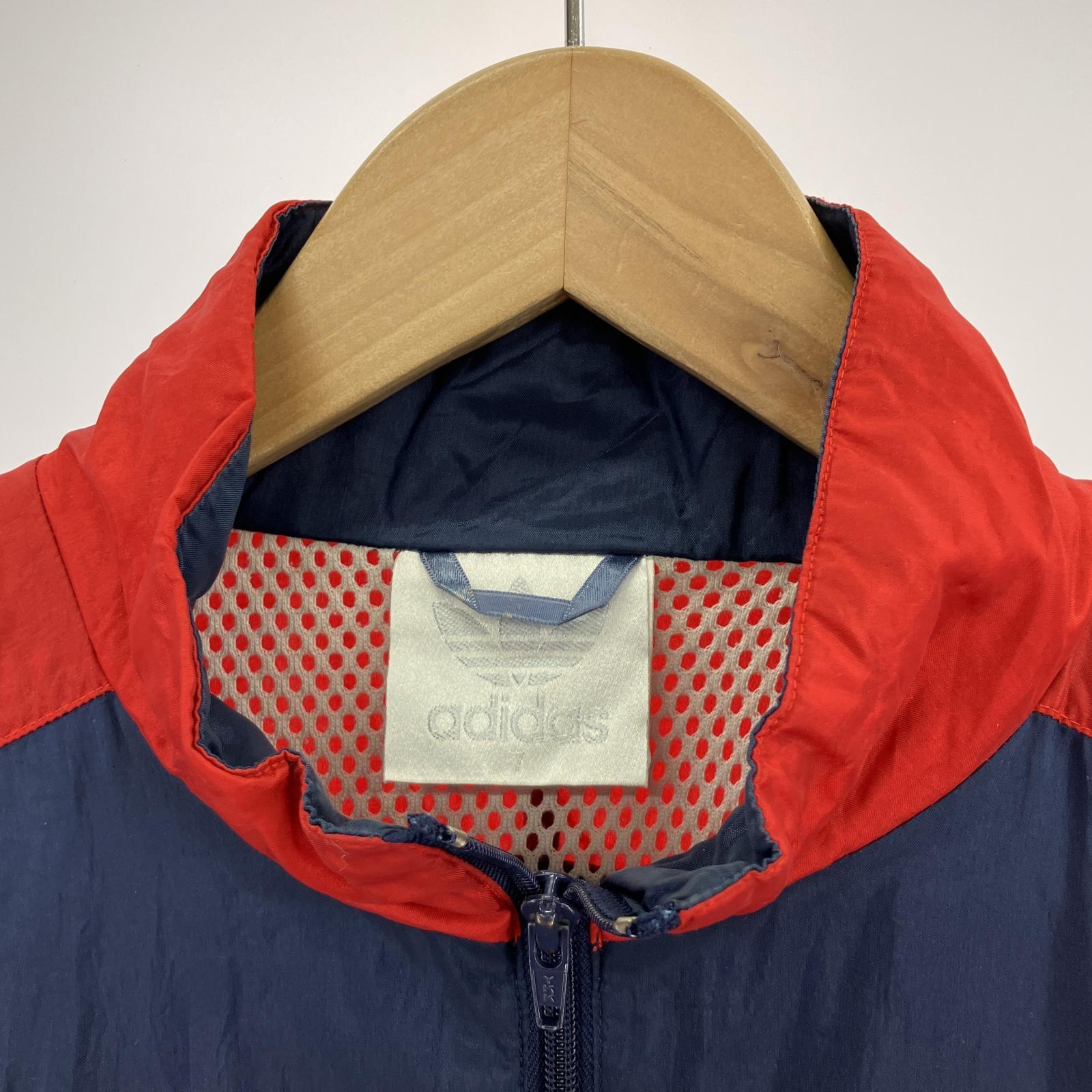 その他アウター OLD・VINTAGE 80s adidas 万国旗タグ ナイロンジャケット 紺 赤 L